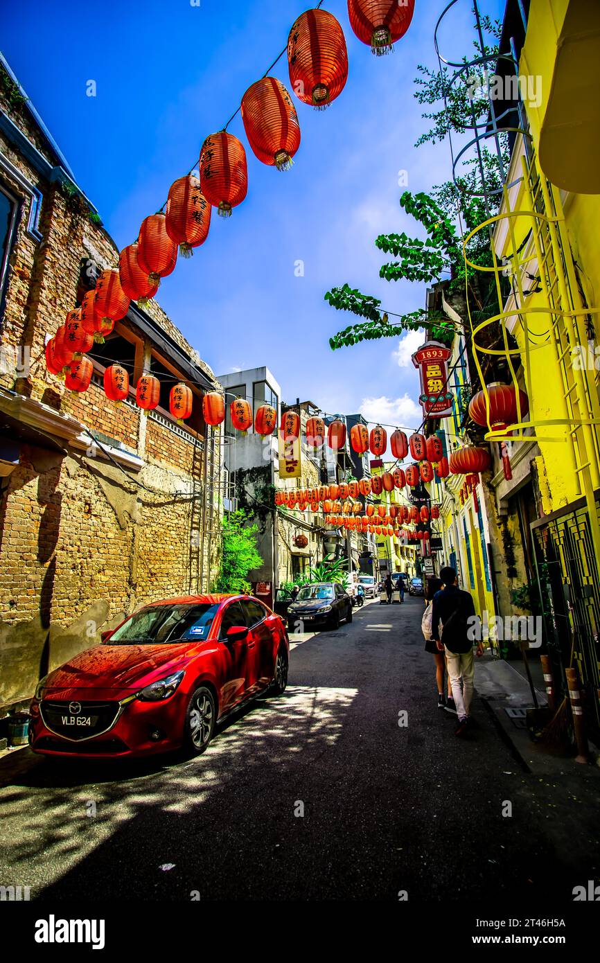 Il Kwai Chai Hong è il segreto meglio custodito dell'area di Chinatown a Kuala Lumpur, con gli edifici pre-bellici restaurati con amore, destinati ad essere il punto di riferimento turistico Foto Stock