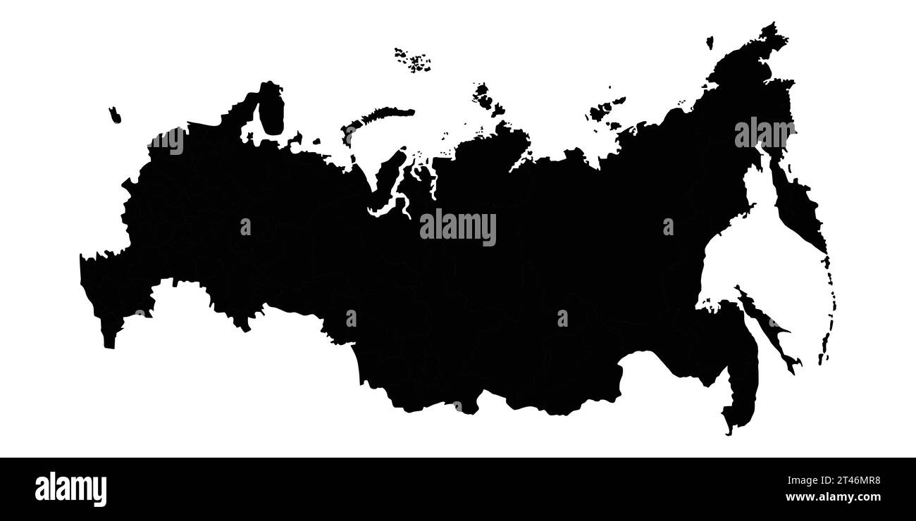 Mappa di silhouette vettoriale per la Russia sfondo bianco Illustrazione Vettoriale