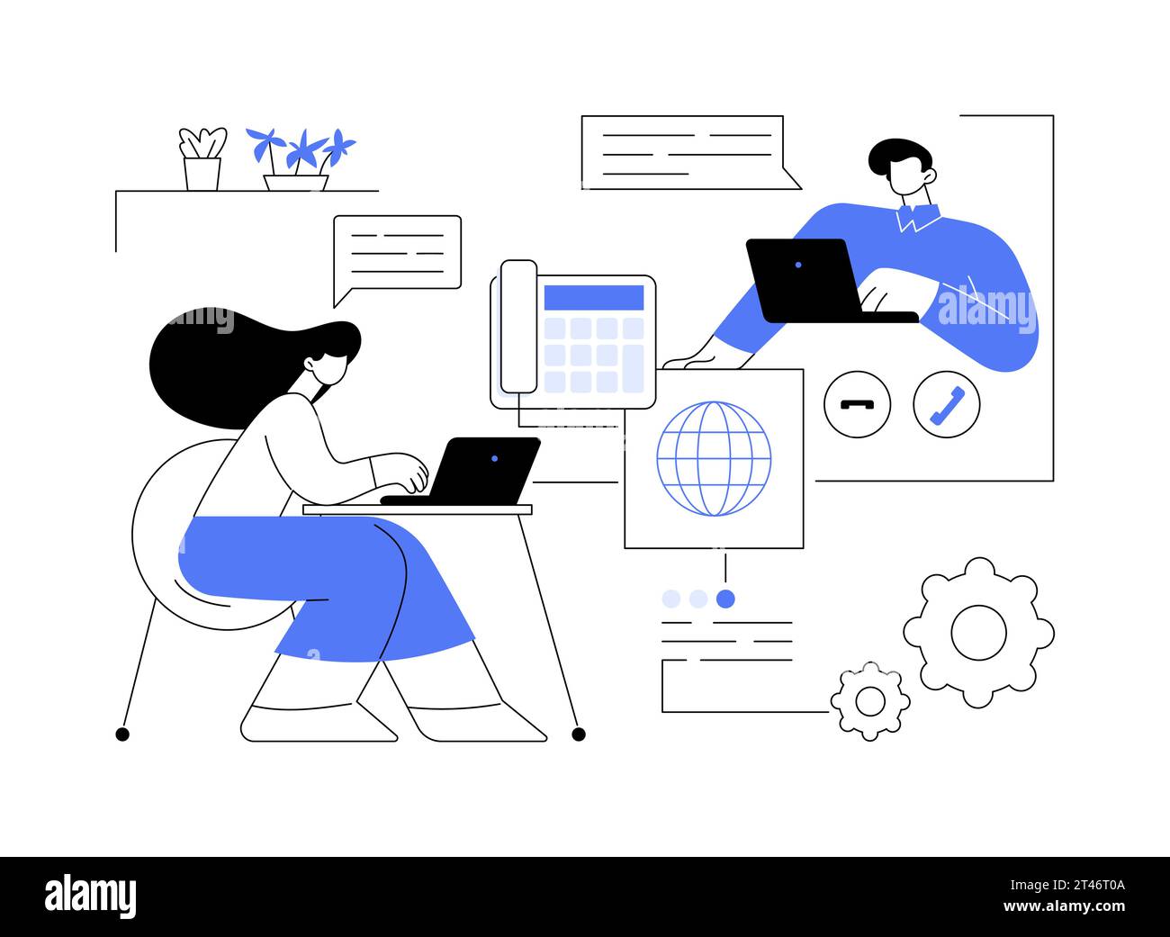 Illustrazione del vettore del concetto astratto di telefonia IP. Illustrazione Vettoriale