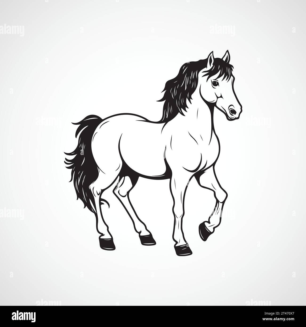 modello logo cavallo nero vettoriale Illustrazione Vettoriale