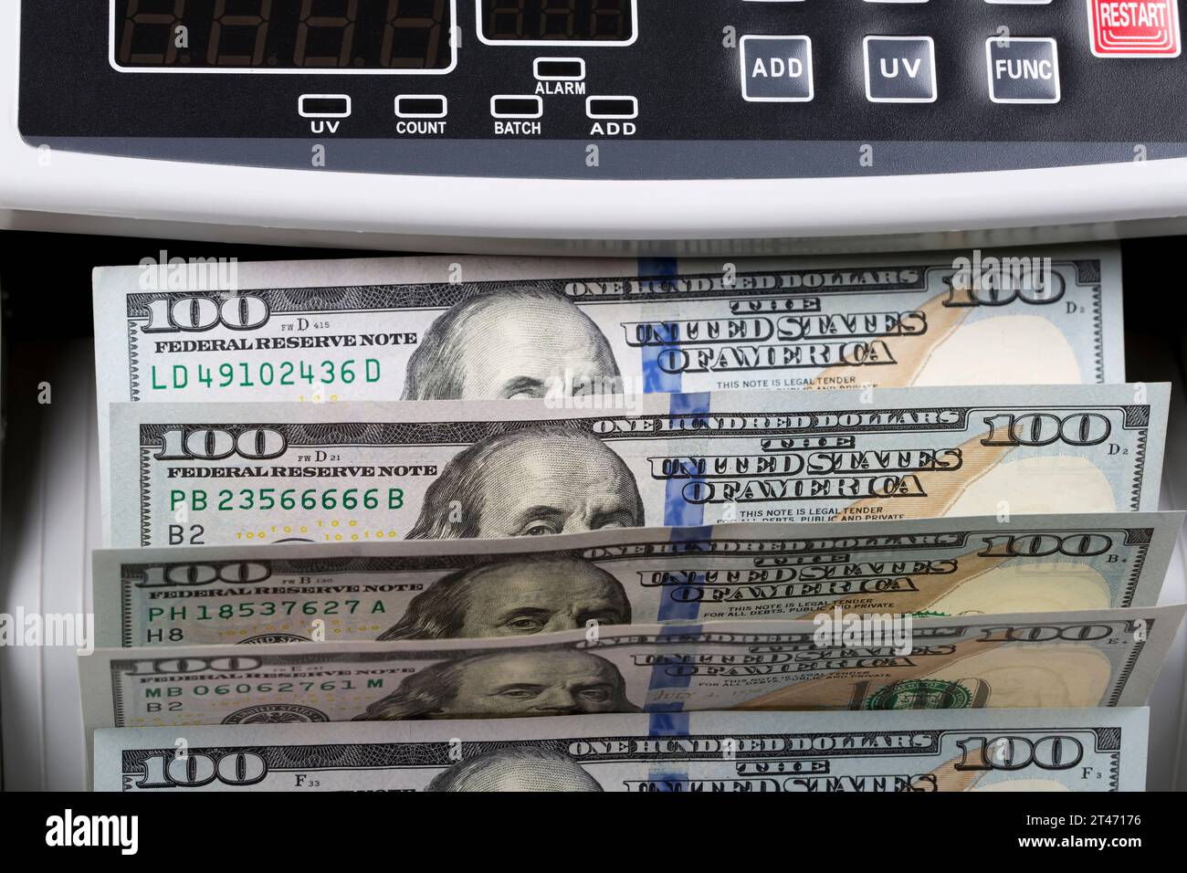 Soldi americani - dollari in una macchina per il conteggio Foto Stock