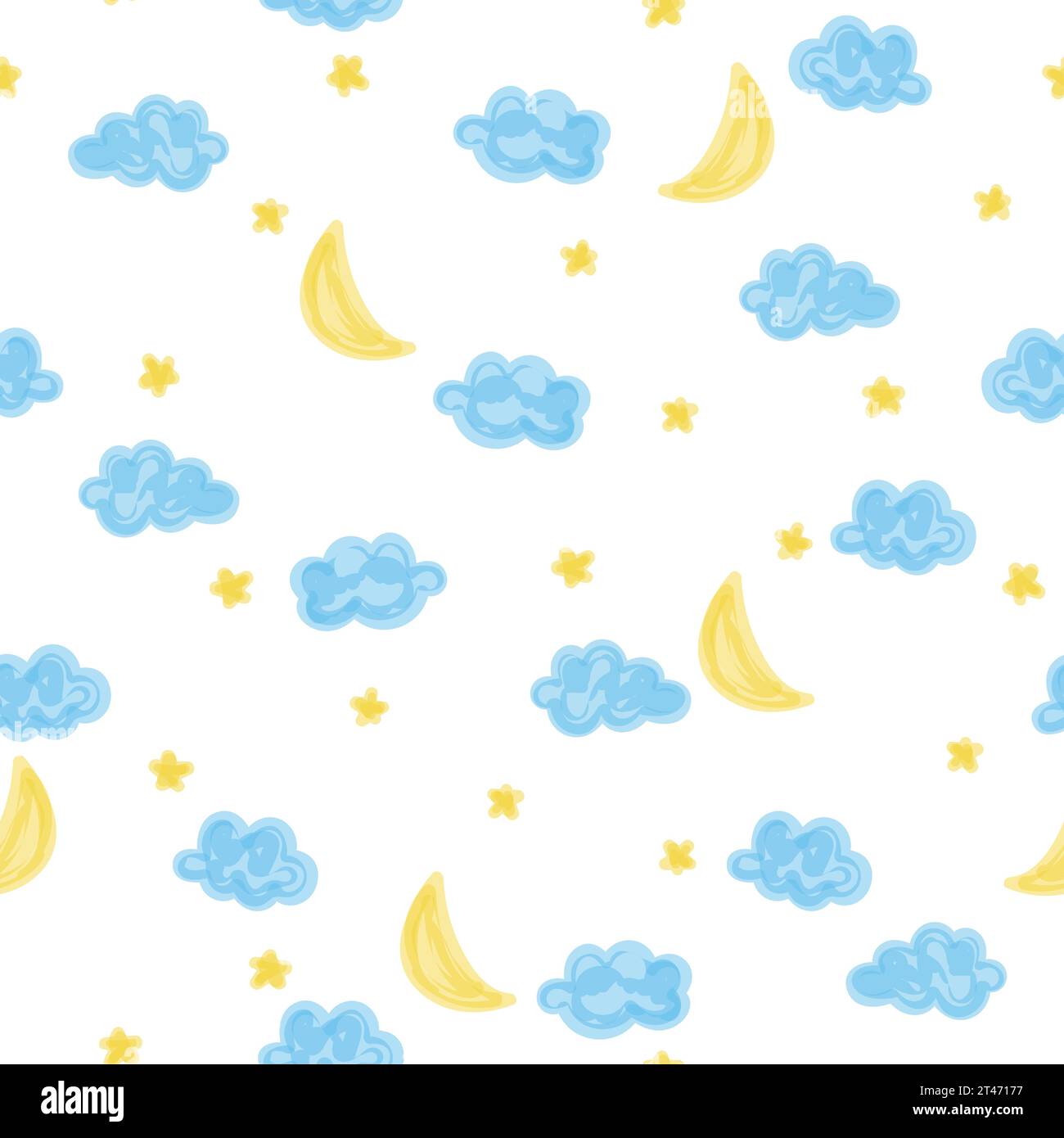 Modello bambino senza cuciture con luna, nuvola e stelle. Illustrazione del cielo vettoriale Illustrazione Vettoriale