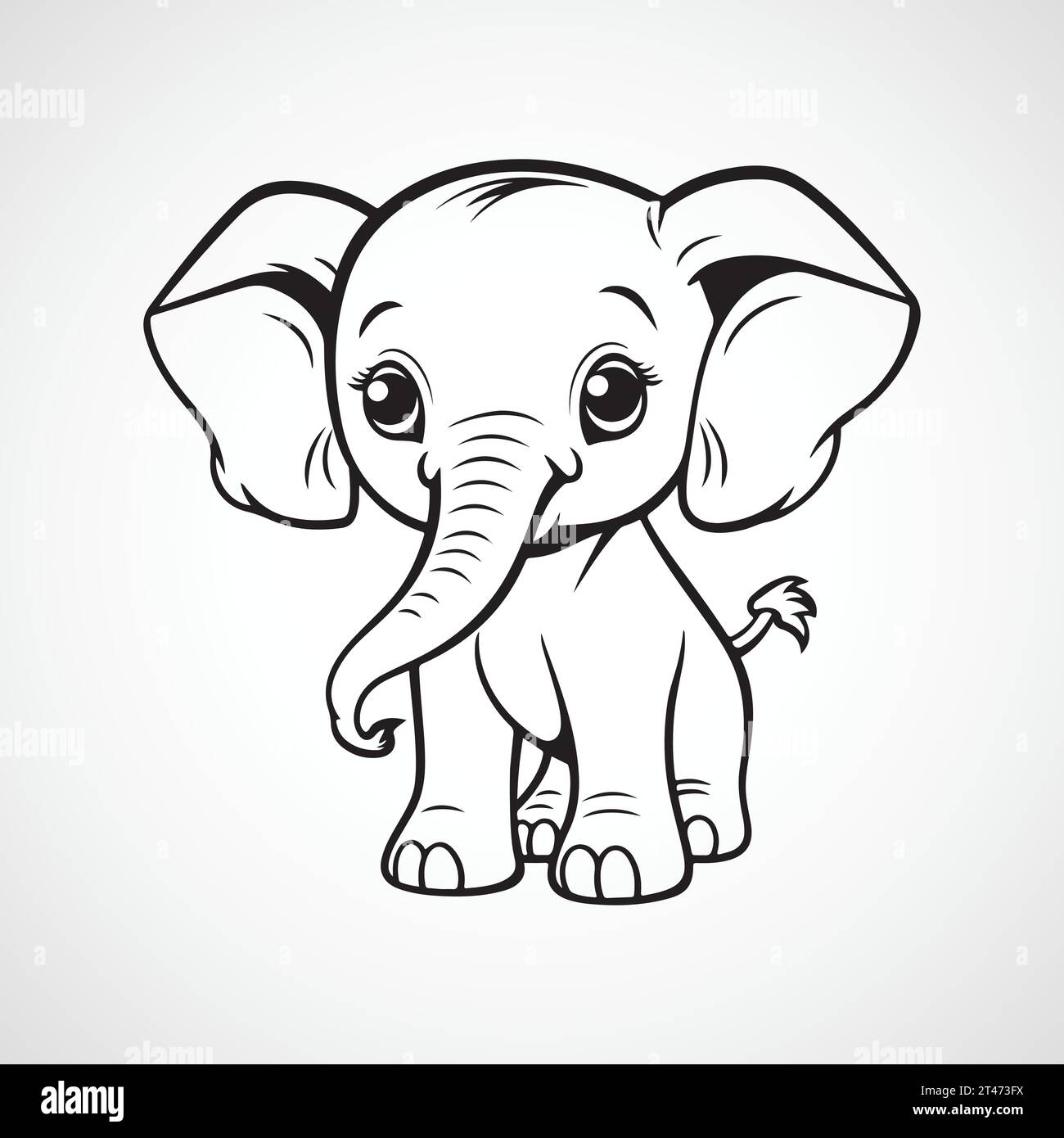 Illustrazione a cartoni animati con elefante vettoriale Illustrazione Vettoriale