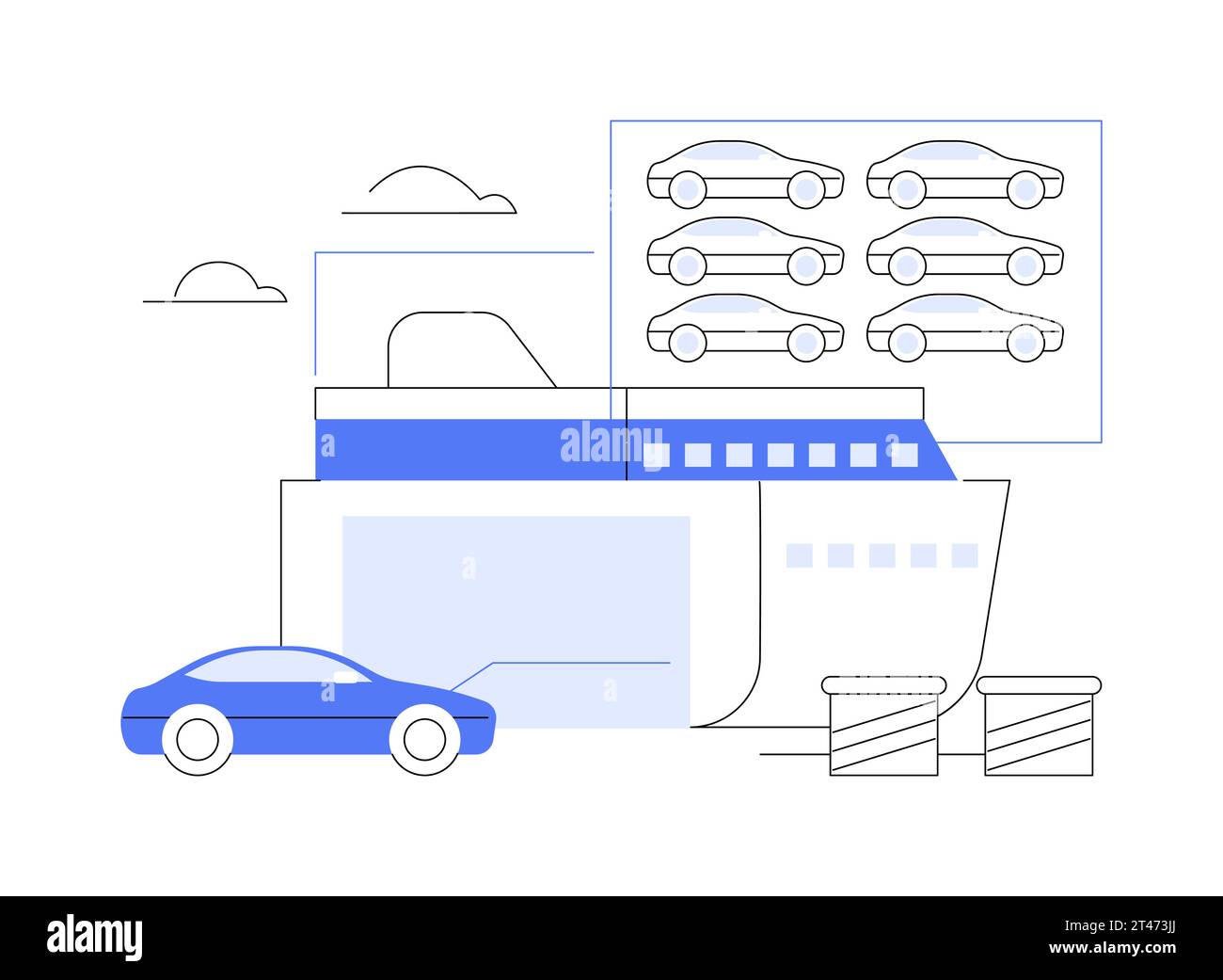 Illustrazione del vettore astratto per la spedizione di auto oltreoceano. Illustrazione Vettoriale