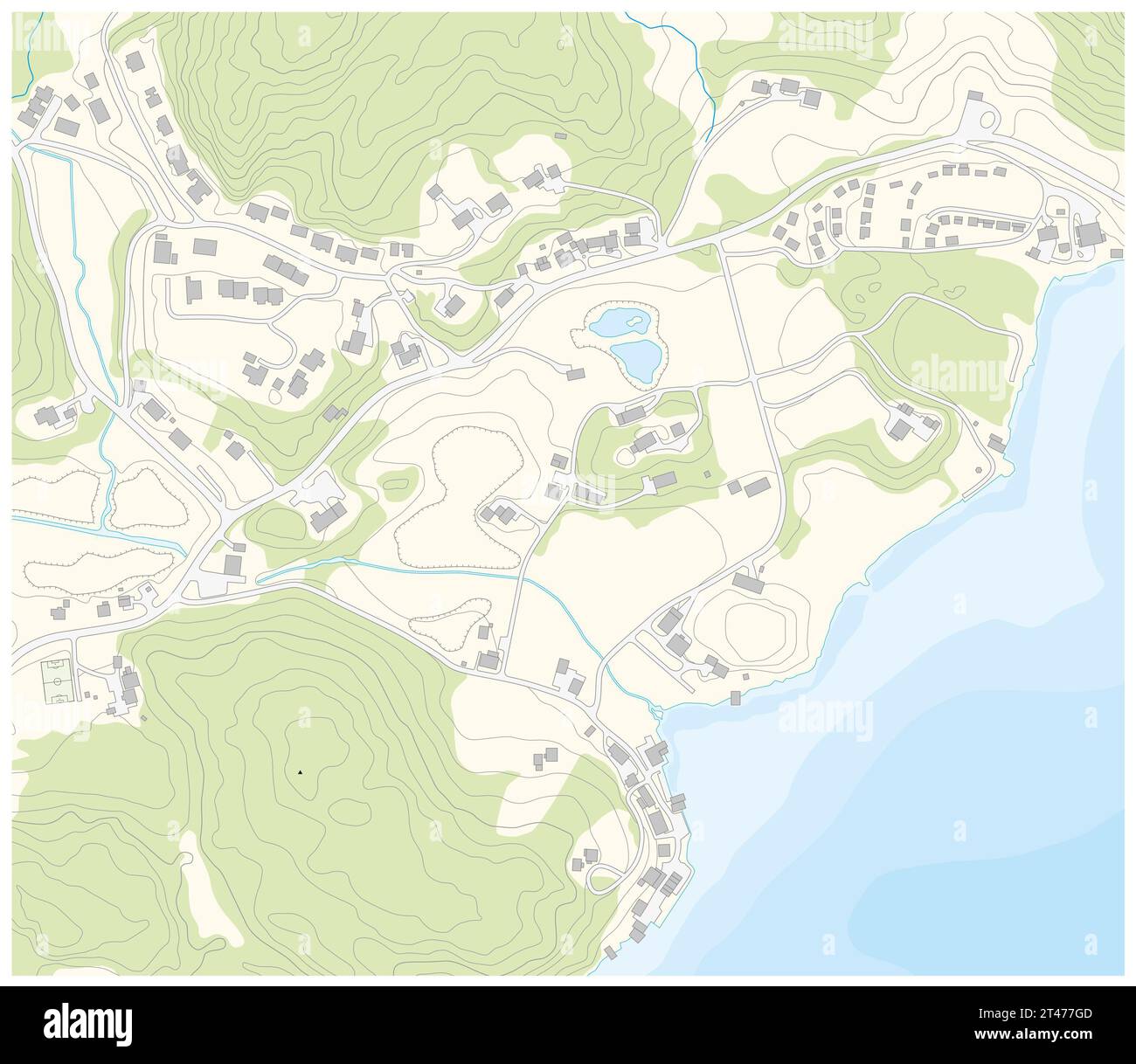 Mappa vettoriale topografica astratta dettagliata Foto Stock