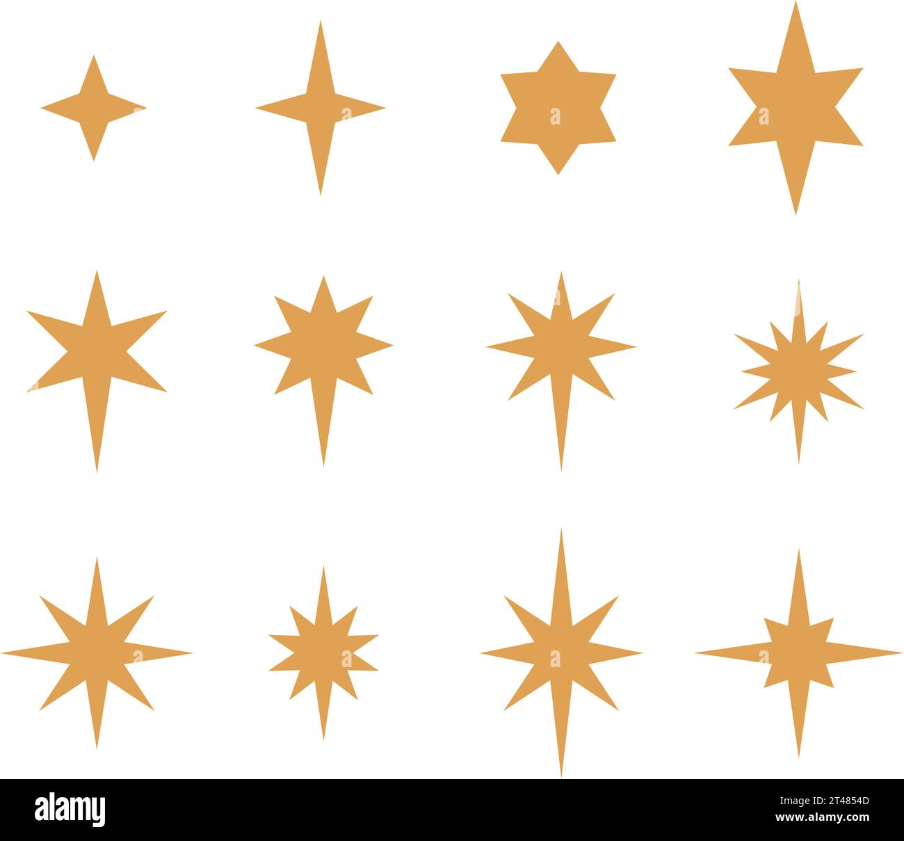 Set vettoriale di stelle piatte dorate miste Illustrazione Vettoriale