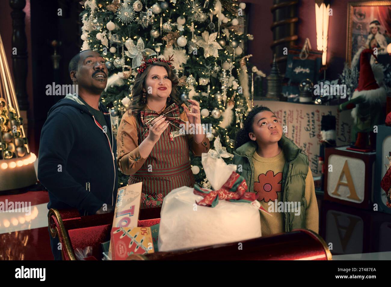 Candy cane Lane Eddie Murphy, Jillian Bell e Madison Thomas Foto Stock