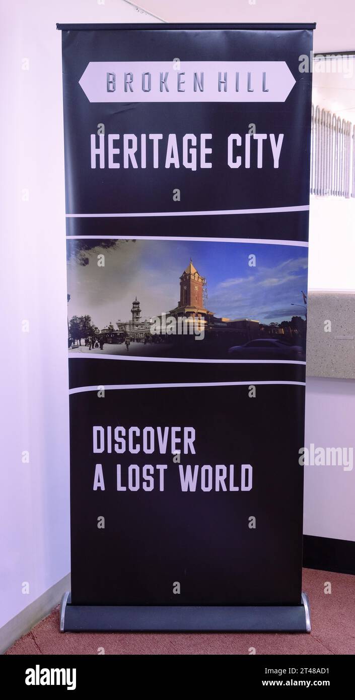 Pubblicità per Broken Hill come destinazione turistica, Broken Hill, NSW, Australia Foto Stock