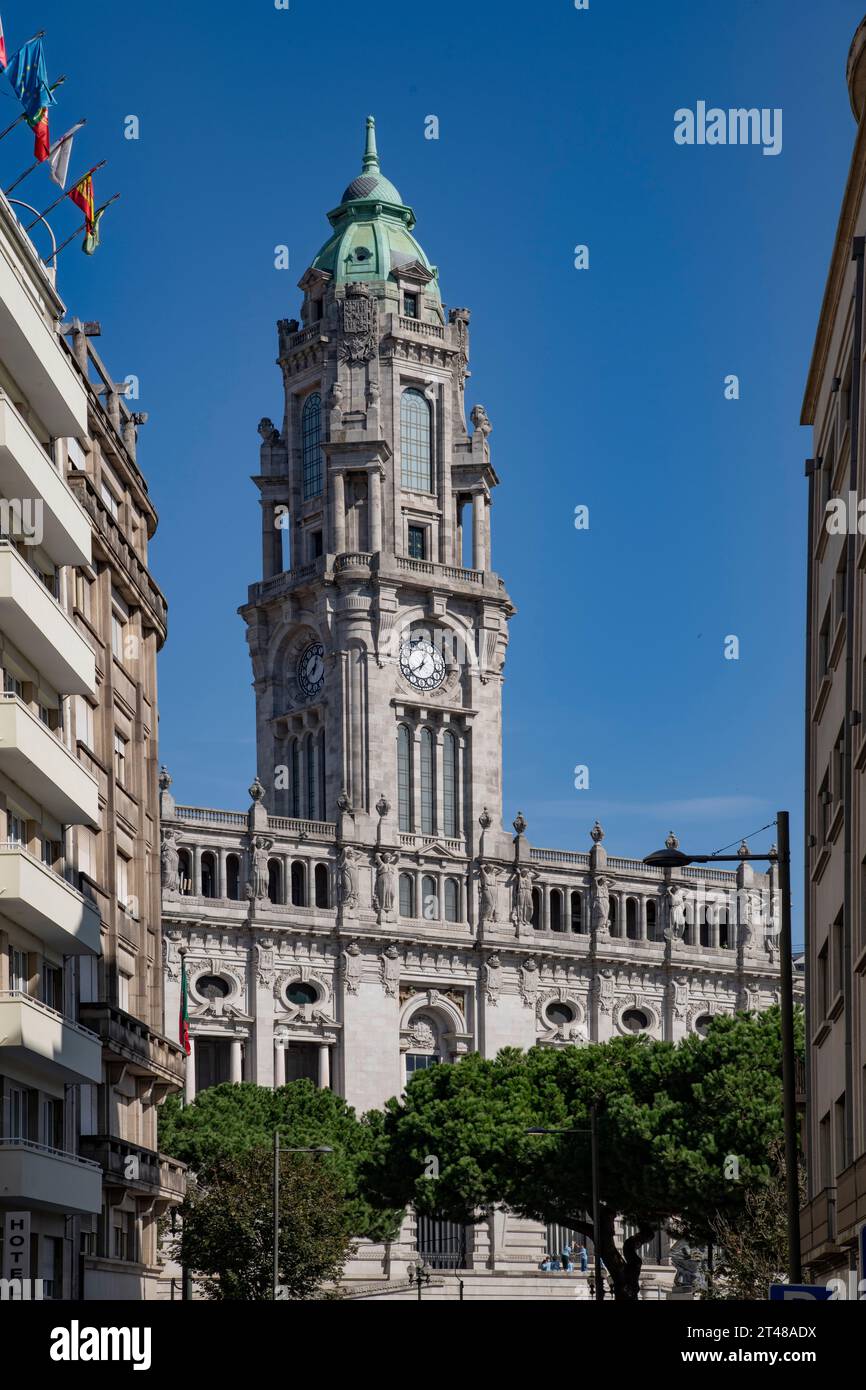 Municipio di Camara, Municipio, Avenida dos Aliados, Porto, Portogallo Foto Stock