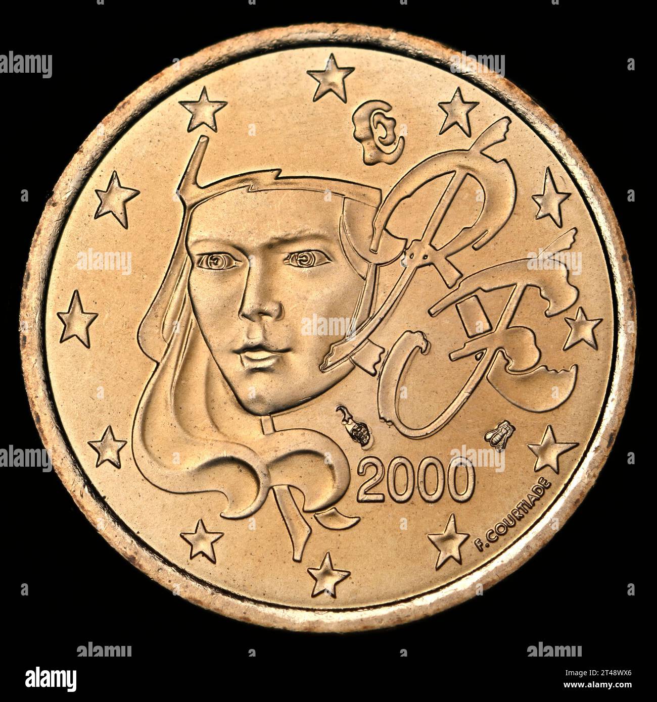 Moneta francese da 5c Euro - Marianne Foto Stock