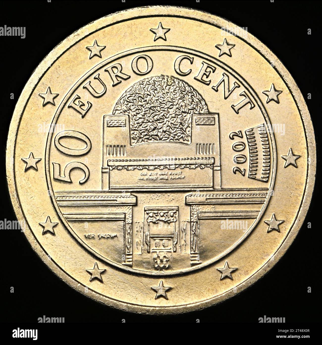 Austria 50c Euro Coin - edificio Art Nouveau Secession / Secessionsgebäude Foto Stock