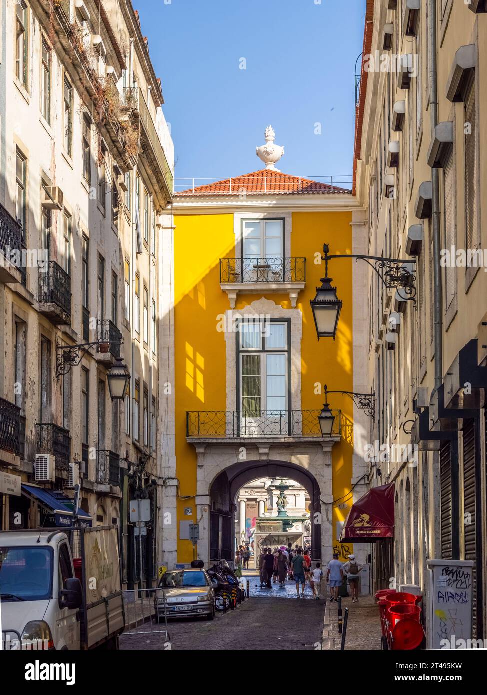 Baixa quartiere centrale di Lisbona Portogallo Foto Stock
