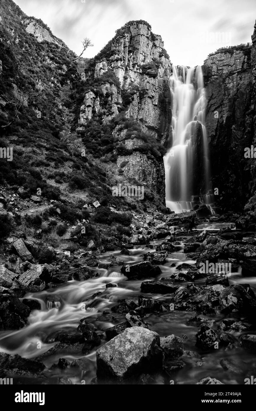 La cascata Wailing Widow, Assynt, Scozia Foto Stock