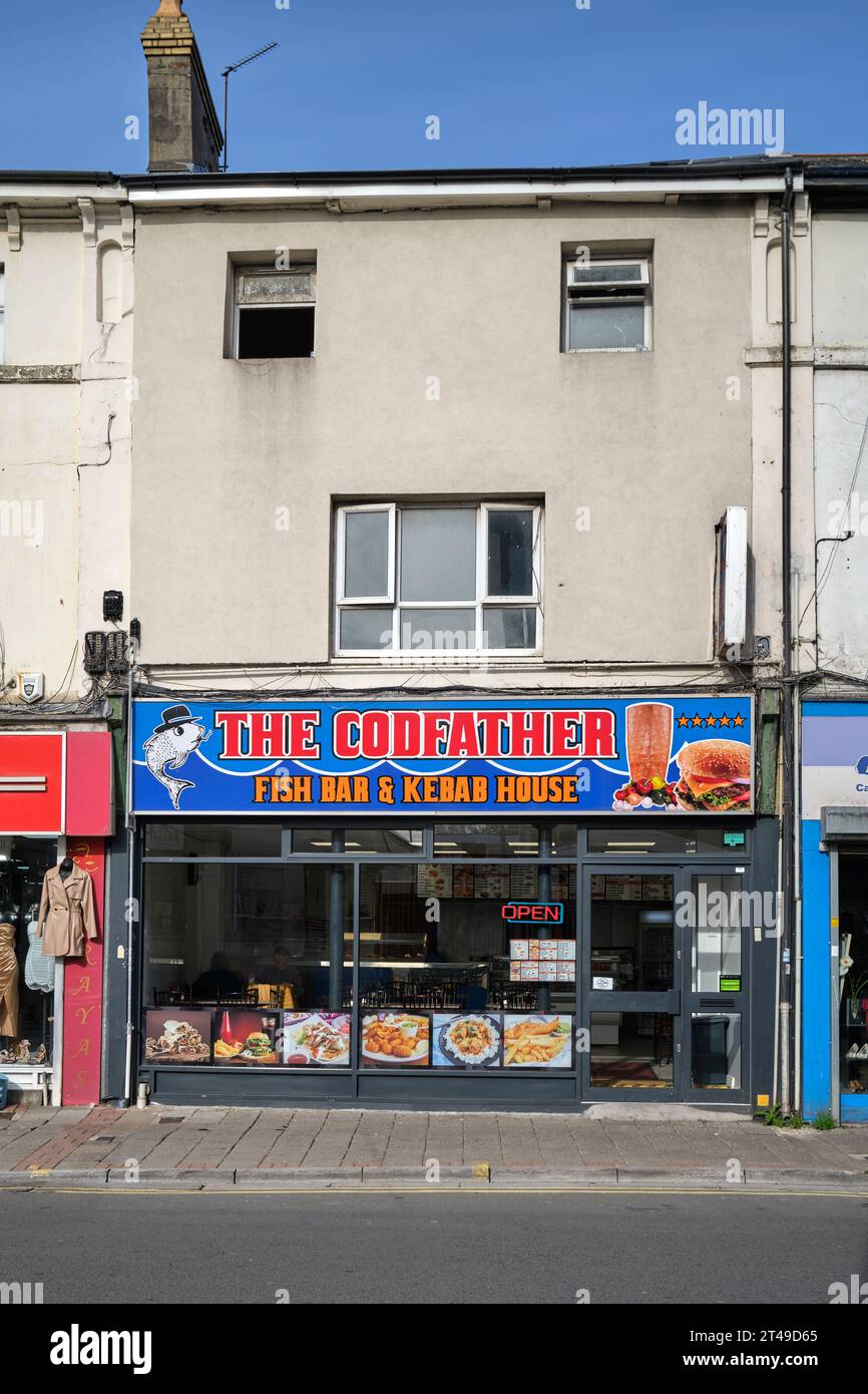 The Codfather Fish Bar Cowbridge Road East Cardiff, Galles del Sud, Regno Unito Foto Stock