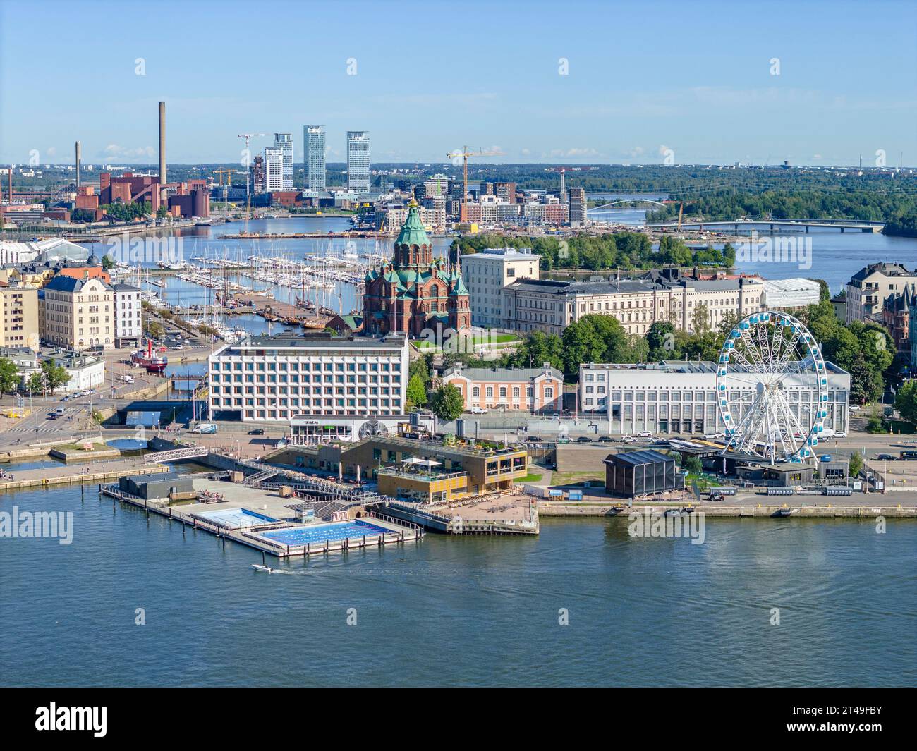 Foto aerea della zona sul lungomare di Helsinki Foto Stock