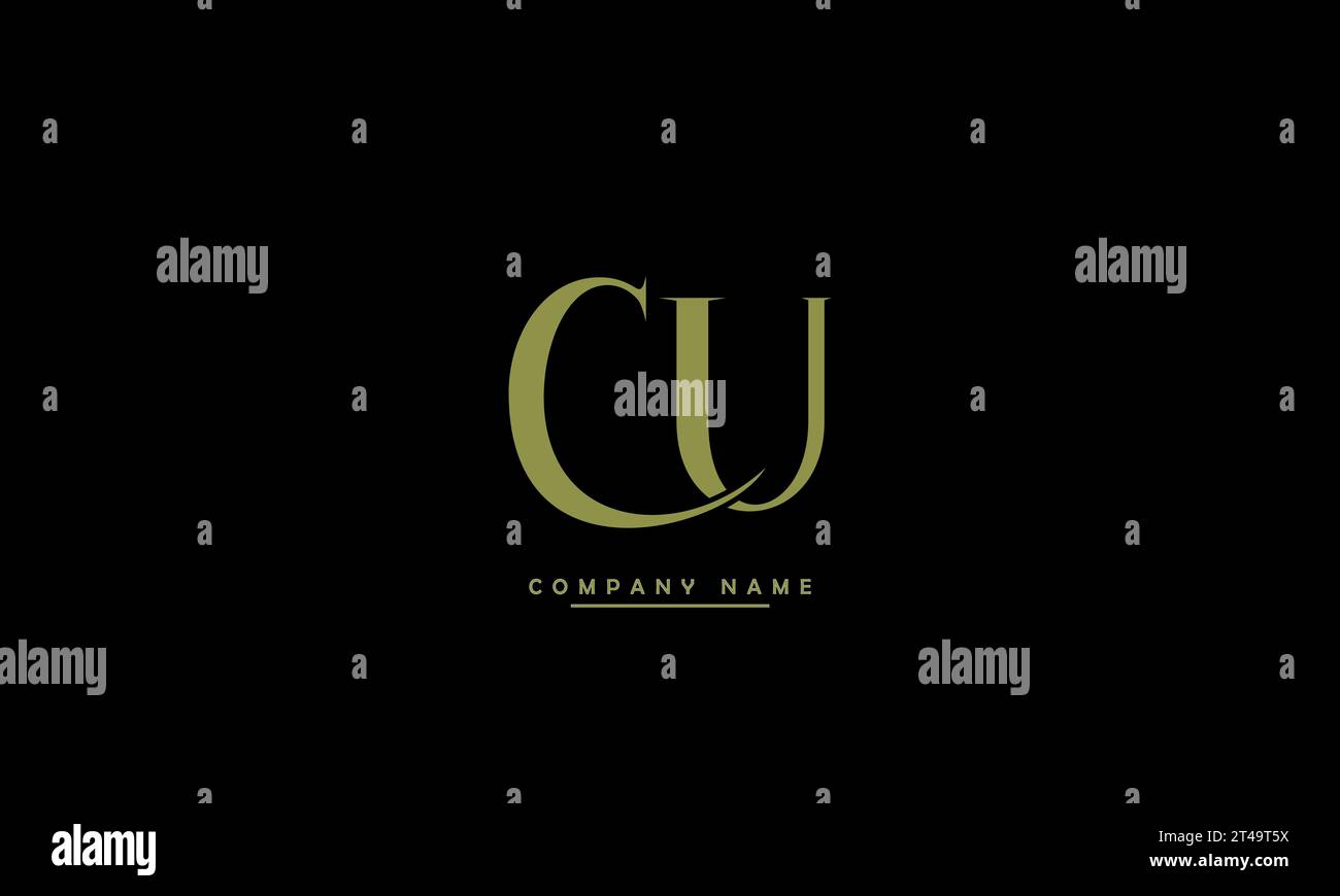 CU, UC Abstract Letters Logo Monogram Illustrazione Vettoriale