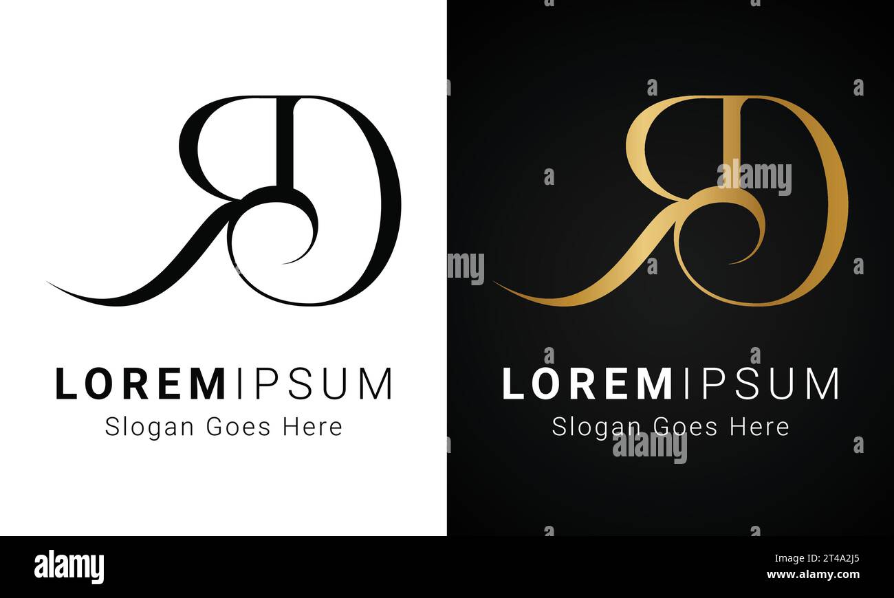 Design con logo lettera di testo monogramma RD o DR iniziale di lusso Illustrazione Vettoriale