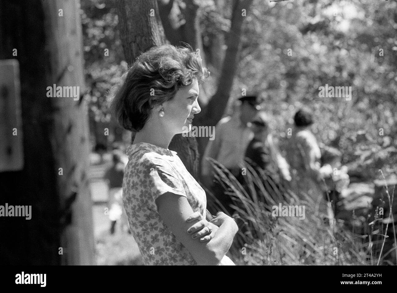 Jacqueline Kennedy, ritratto del profilo a mezza lunghezza, Newport, Rhode Island, Stati Uniti, toni Frissell, settembre 1957 Foto Stock