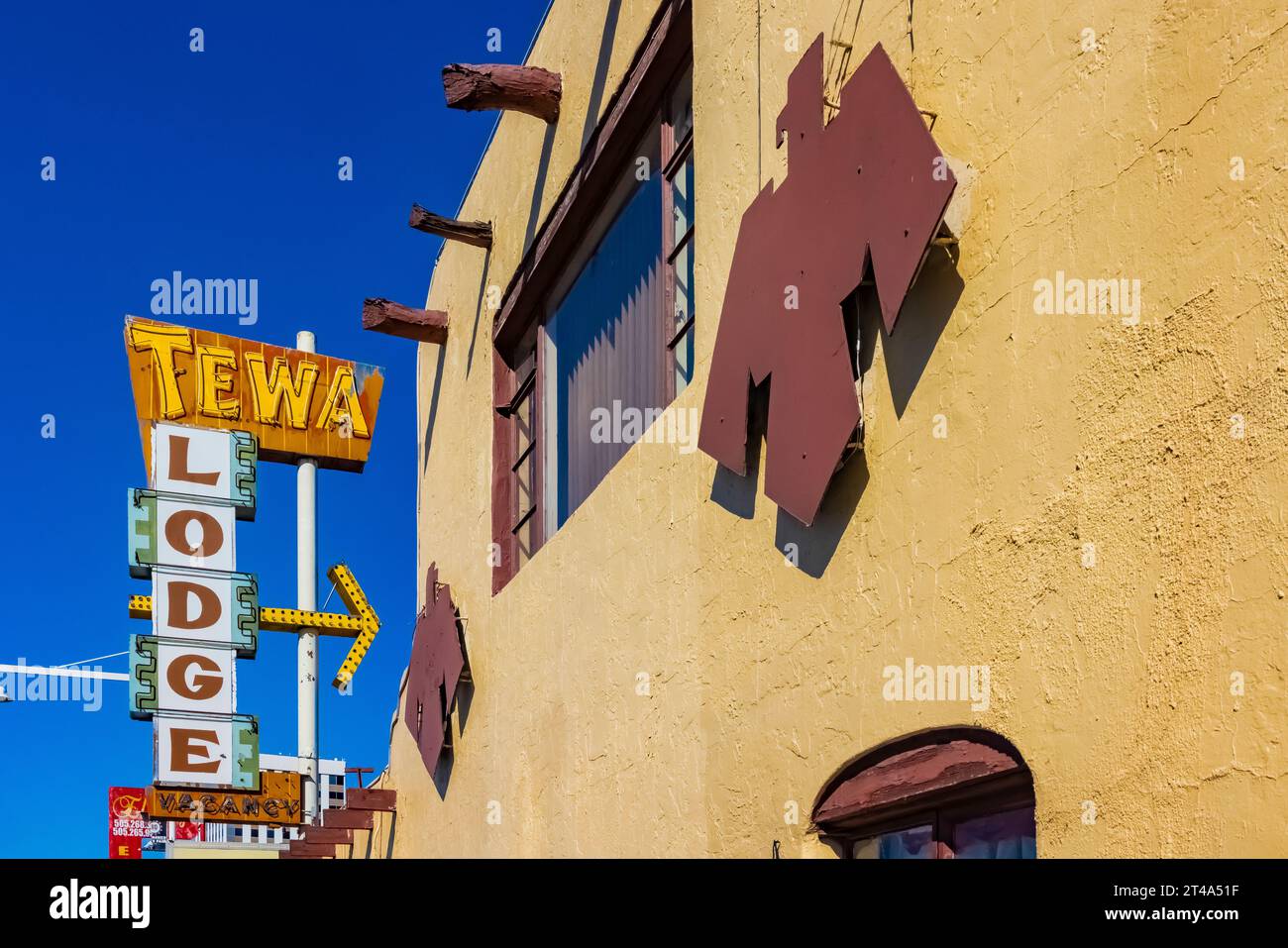 Tewa Lodge lungo la Route 66 ad Albuquerque, nuovo Messico, Stati Uniti [nessun rilascio di proprietà; solo licenze editoriali] Foto Stock