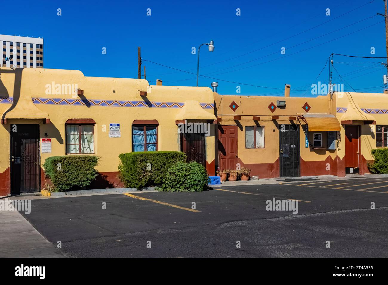 Tewa Lodge lungo la Route 66 ad Albuquerque, nuovo Messico, Stati Uniti [nessun rilascio di proprietà; solo licenze editoriali] Foto Stock