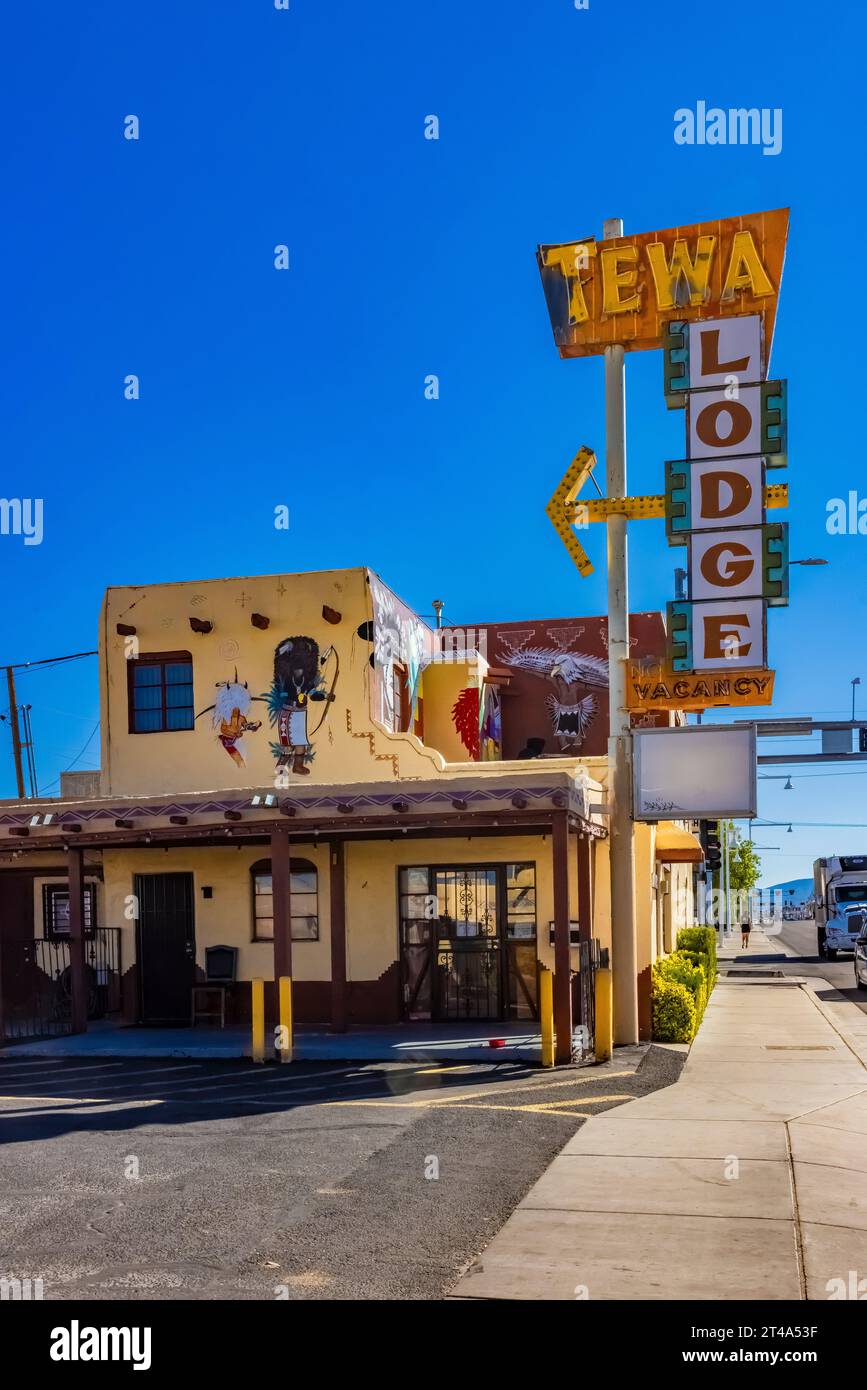 Tewa Lodge lungo la Route 66 ad Albuquerque, nuovo Messico, Stati Uniti [nessun rilascio di proprietà; solo licenze editoriali] Foto Stock