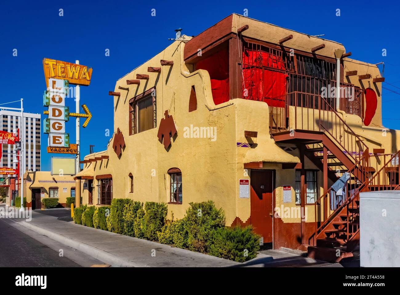 Tewa Lodge lungo la Route 66 ad Albuquerque, nuovo Messico, Stati Uniti [nessun rilascio di proprietà; solo licenze editoriali] Foto Stock