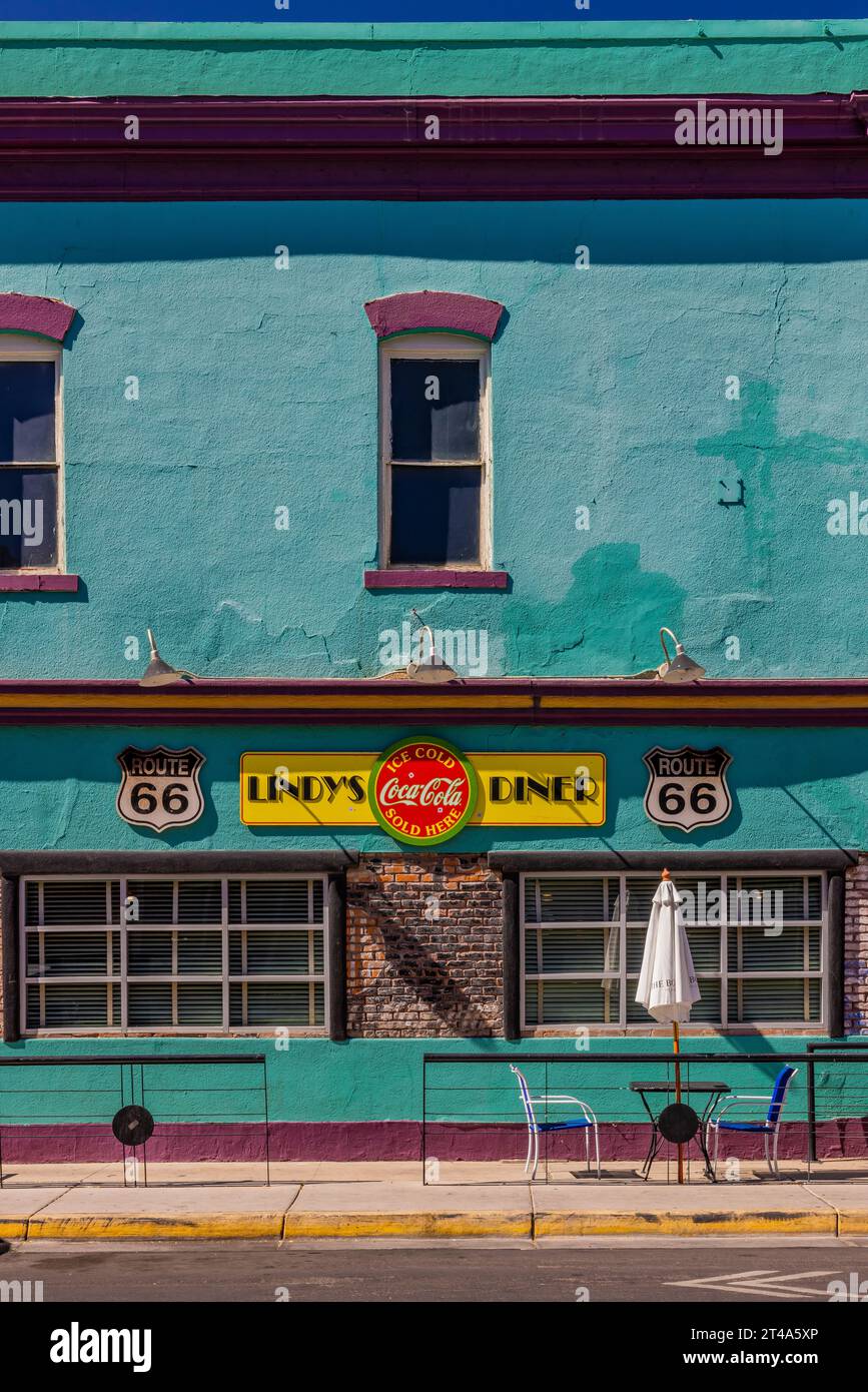 Lindy's Diner lungo la Route 66 ad Albuquerque, New Mexico, USA [Nessuna pubblicazione di proprietà; solo licenze editoriali] Foto Stock