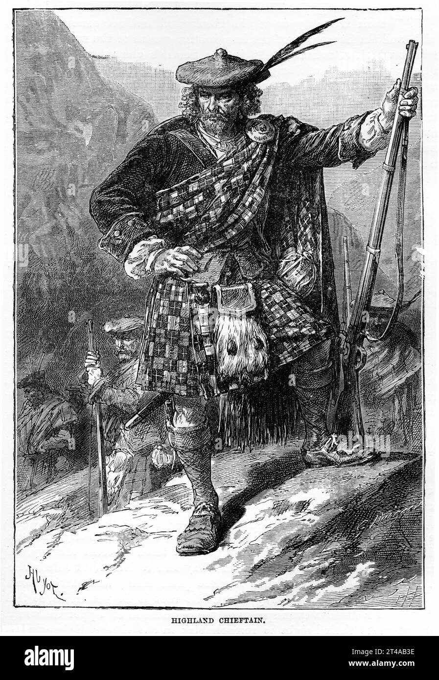 Incisione di un altopiano Chieftain from Scotland, pubblicato nel 1896 Foto Stock