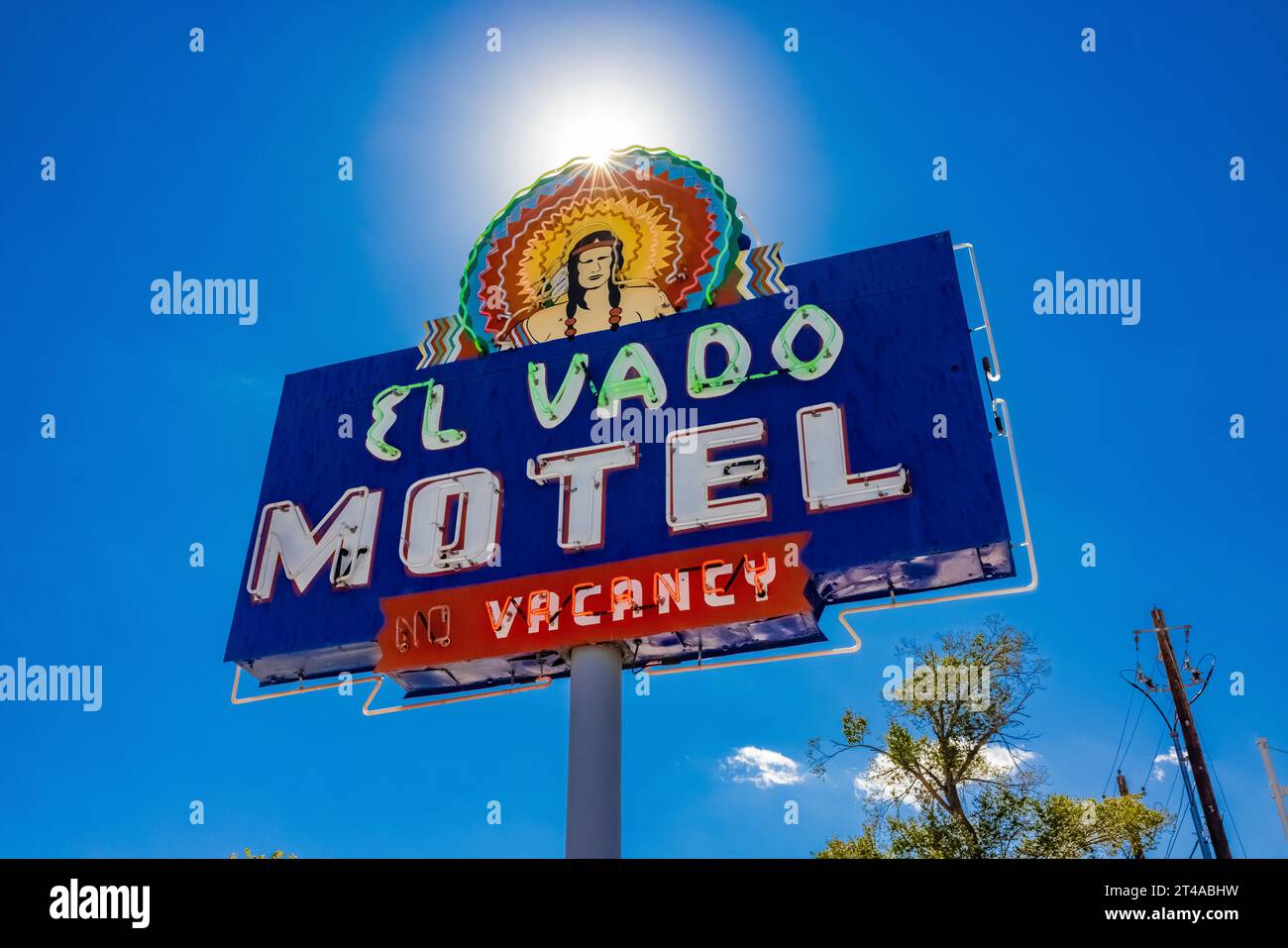 El vado Motel lungo la Route 66 ad Albuquerque, New Mexico, USA [Nessuna pubblicazione di proprietà; solo licenze editoriali] Foto Stock