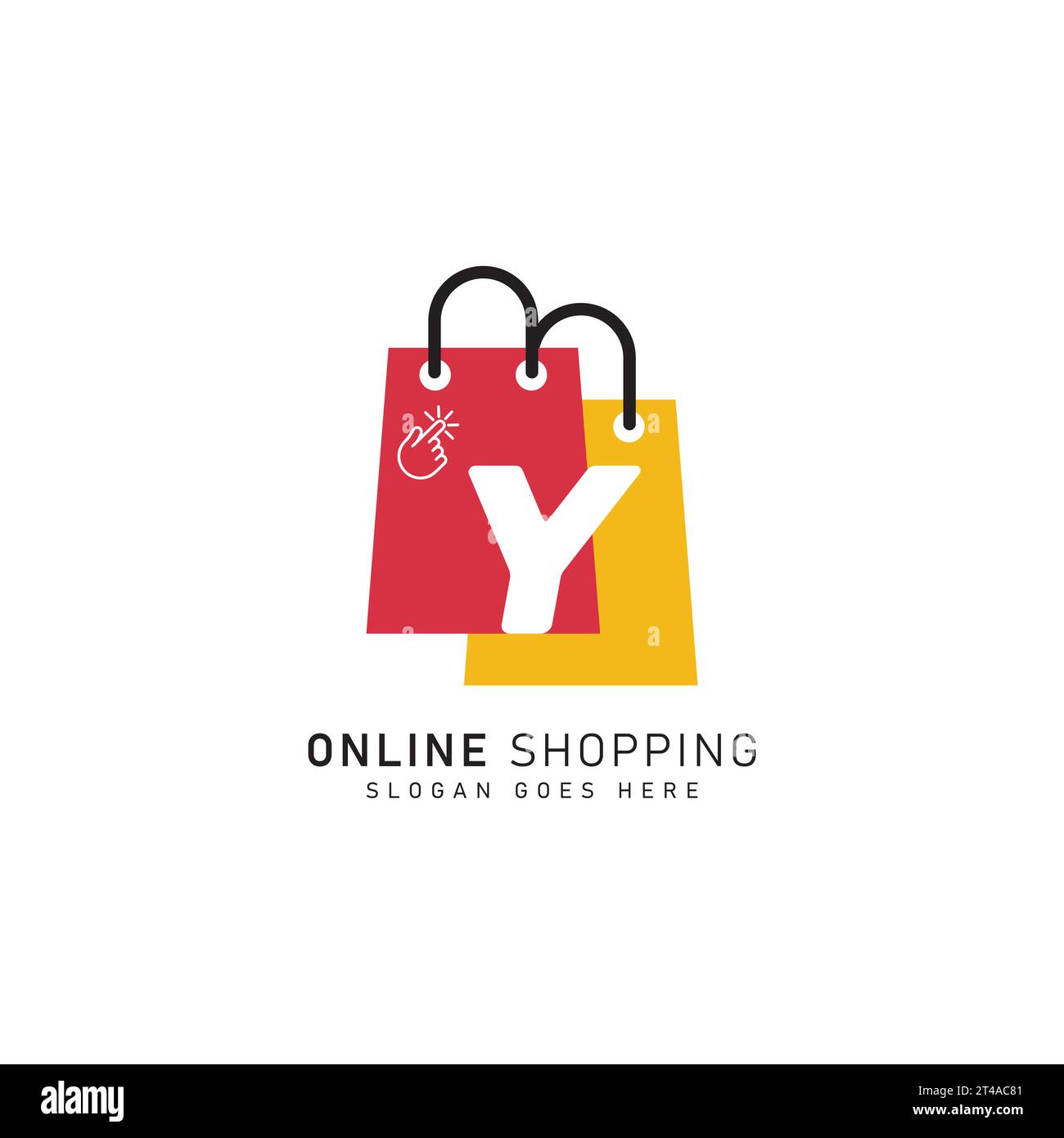 Icona del logo della shopping bag con lettera Y. file vettoriale modello logo design concept alfabetico Y Illustrazione Vettoriale