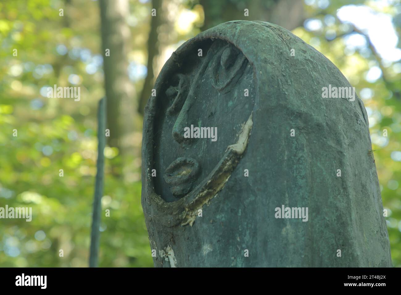 Scultore Abraham di Heinrich Kirchner 1957, testa, viso, figura, uomo, dettaglio, moderno, biblico, giardino di sculture, Erlangen, media Franconia Foto Stock