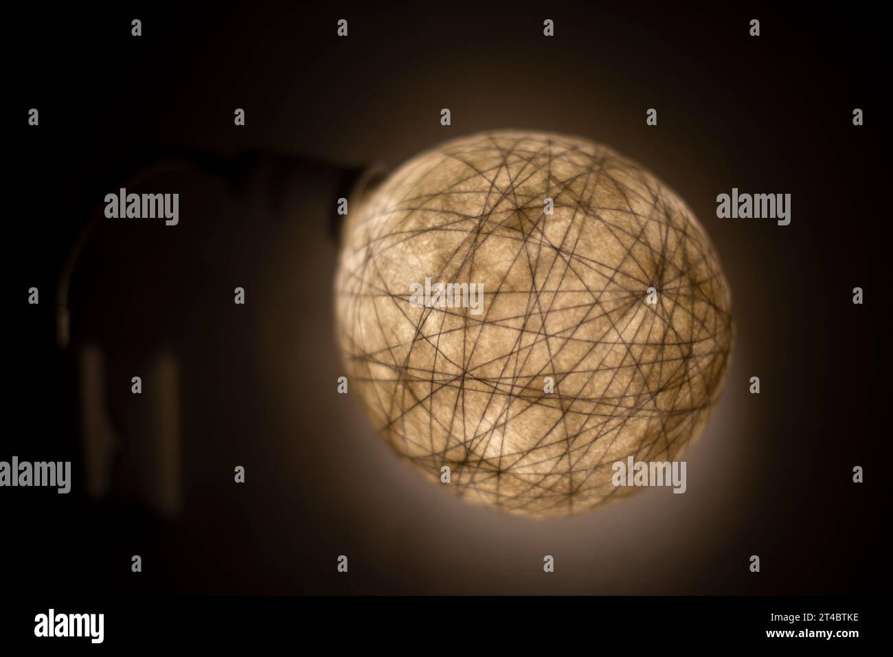 Lampada a forma di sfera. Lampada in filamenti. Splendido sistema di illuminazione. Dettagli interni. Oggetto decorativo. Foto Stock