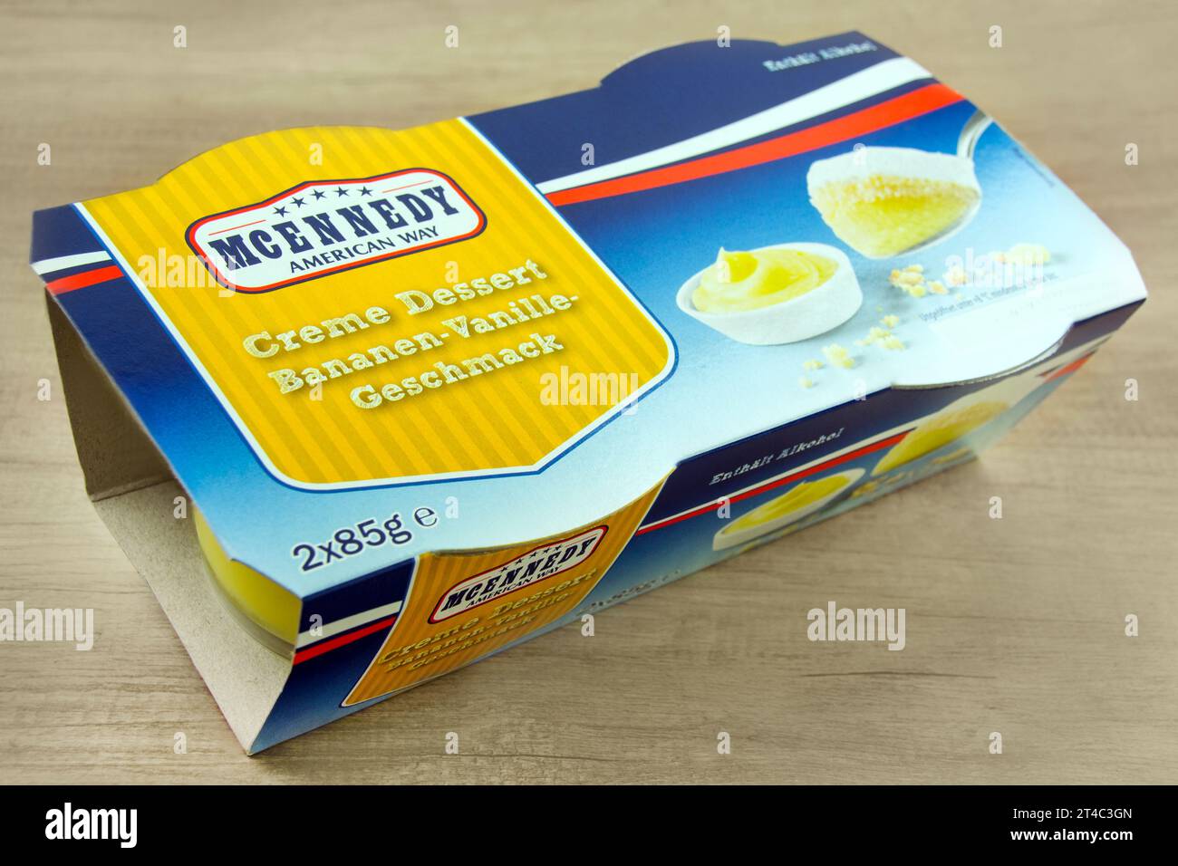 McEnnedy Creme dessert Bananen-Vanille-Geschmack American Way Foto Stock