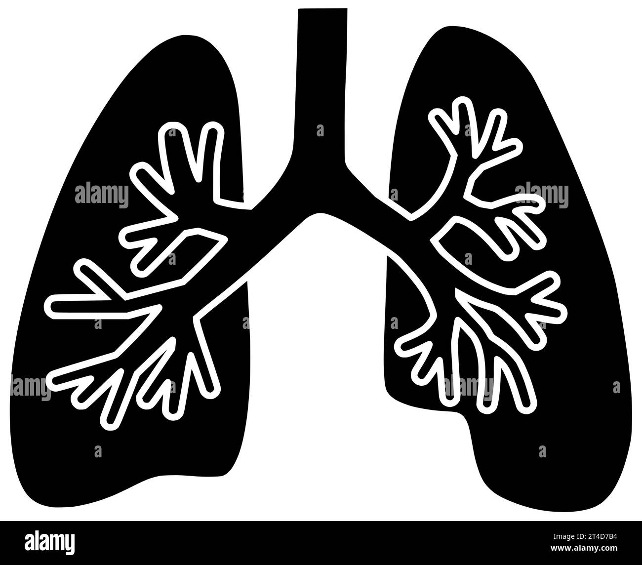 malattia polmonite nera silhouette illustrazione respiratoria icona polmonare logo del virus asma polmonare cura malattia cancro infezione bpco bronchite tubercolosi medica Foto Stock