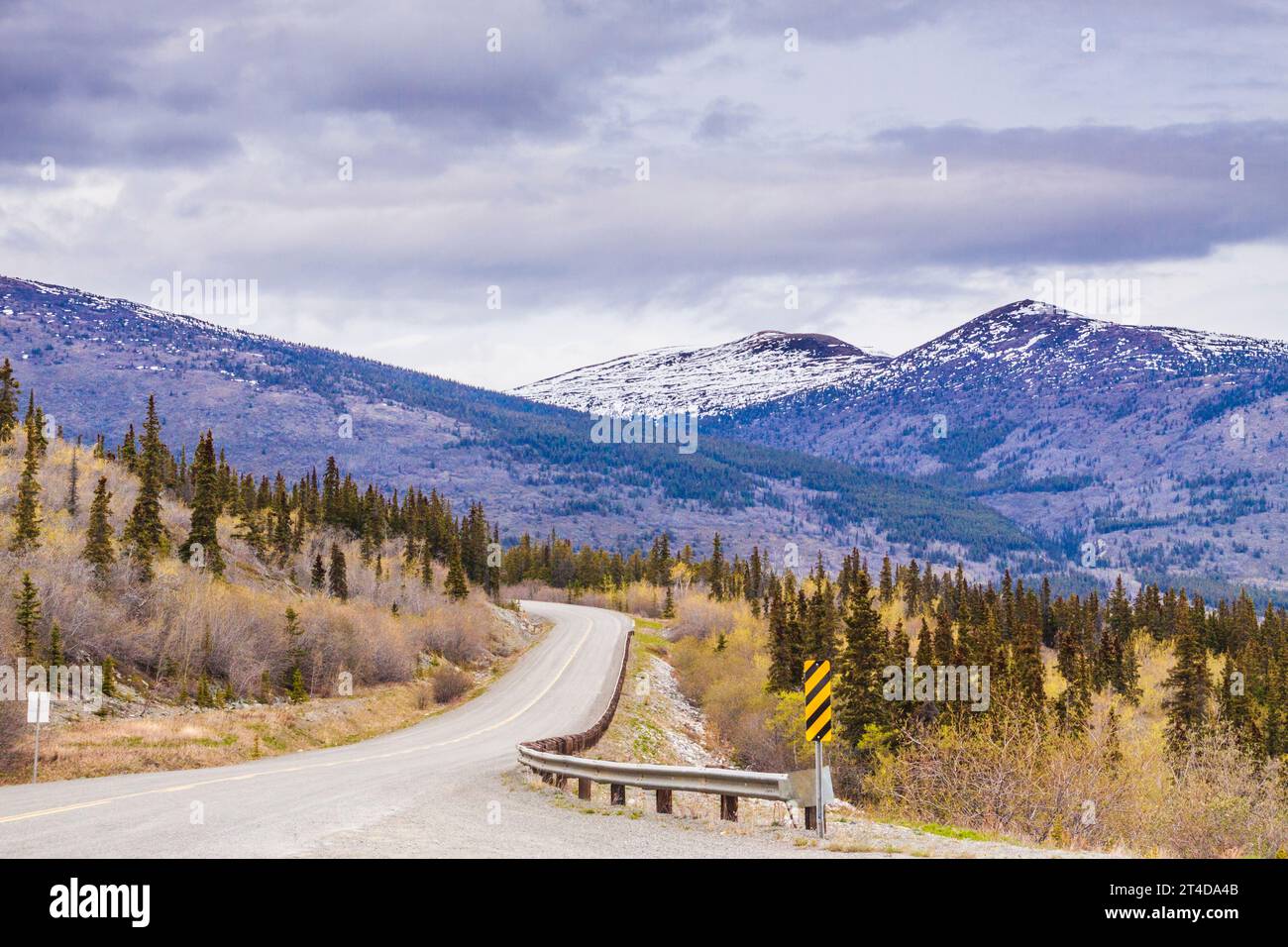 Klondike Highway nel territorio canadese dello Yukon. Foto Stock