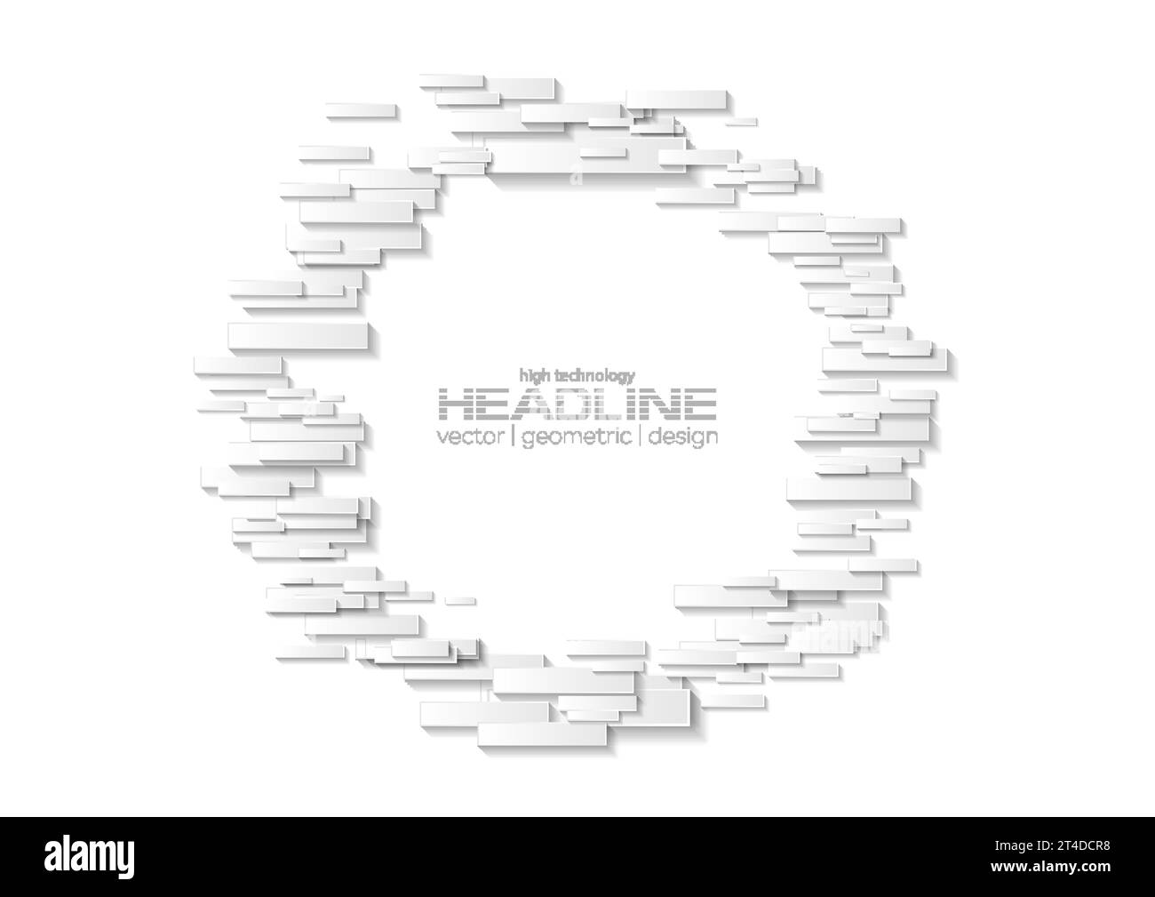 Cerchio grigio astratto realizzato con sfondo vettoriale con tecnologia rettangoli di carta Illustrazione Vettoriale