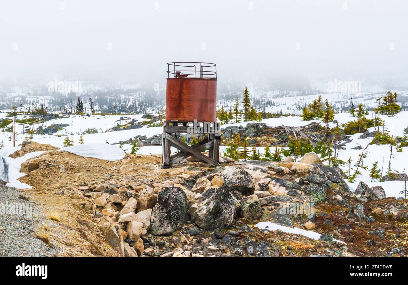 Il viaggio in treno della White Pass e della Yukon Route (WP&YR) Railroad da Skagway, Alaska, a Fraser, British Columbia, sfrutta l'incredibile impresa ingegneristica. Foto Stock