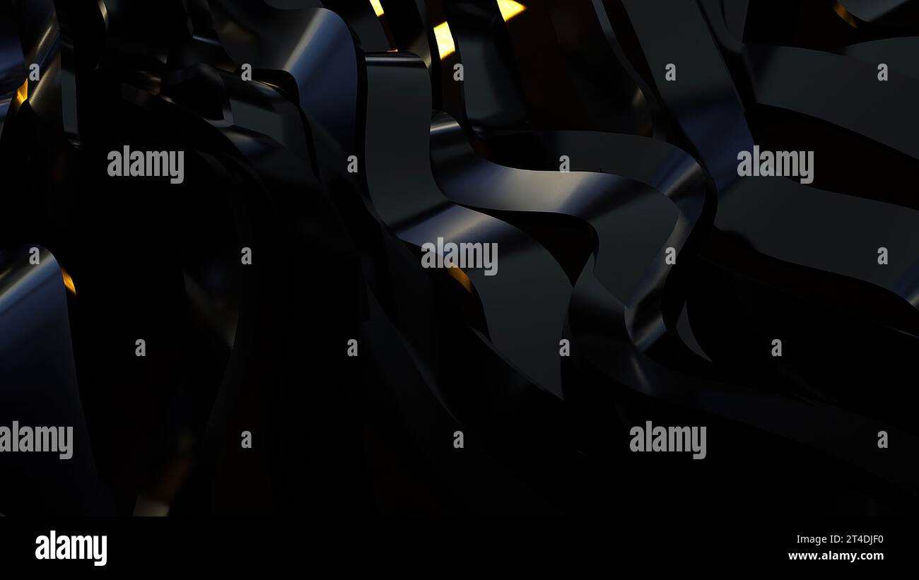 Linee a onde nere. Rendering 3d generato dal computer Foto Stock