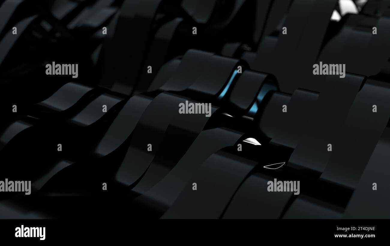 Linee a onde nere. Rendering 3d generato dal computer Foto Stock