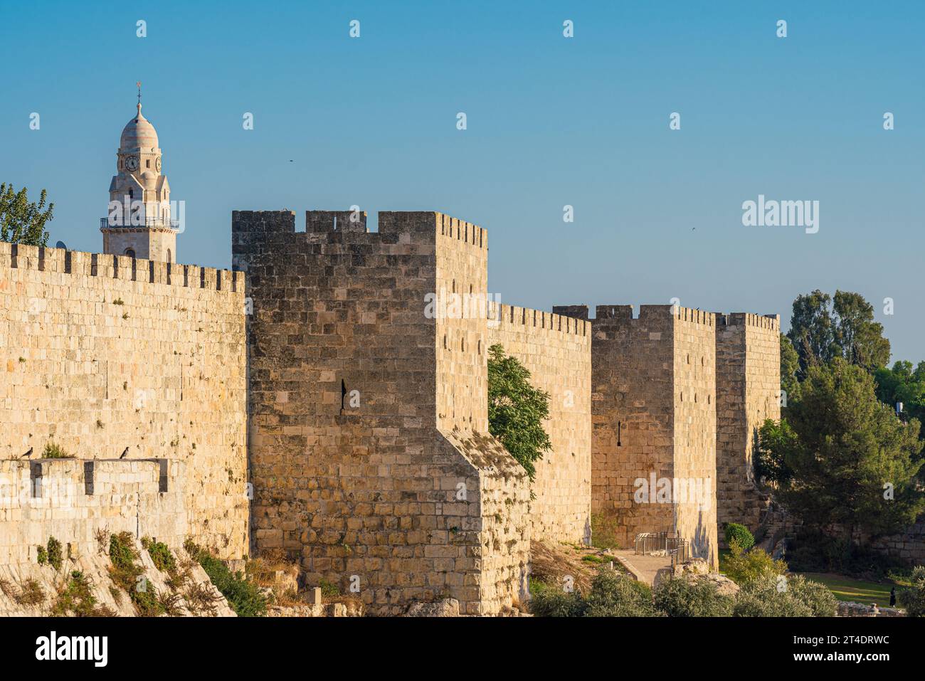 Vista della parte esterna delle mura di Gerusalemme nel quartiere armeno Foto Stock