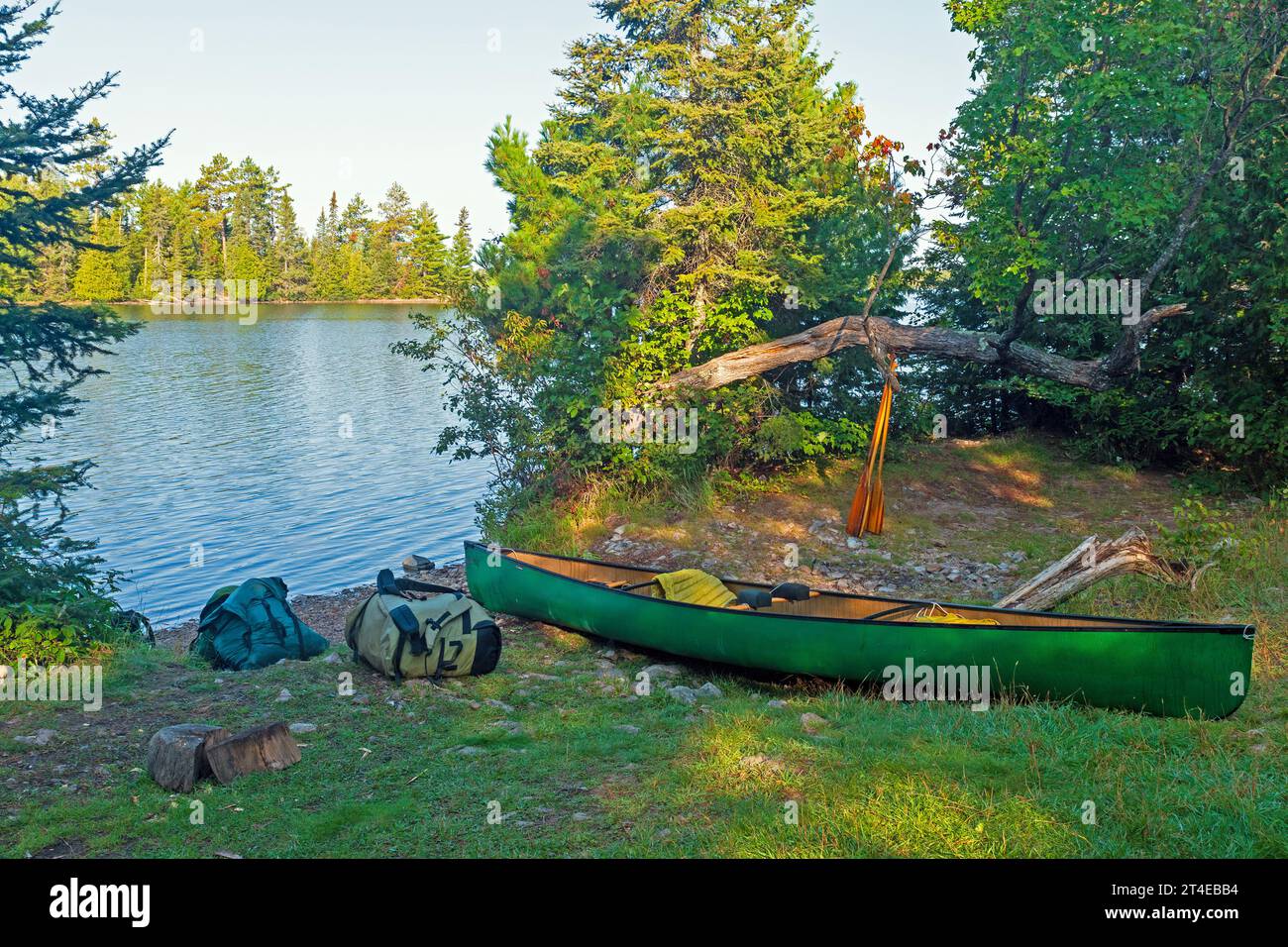 Pronto a partire per la giornata sul lago Kekekabic nella Boundary Waters Canoe area del Minnesota Foto Stock