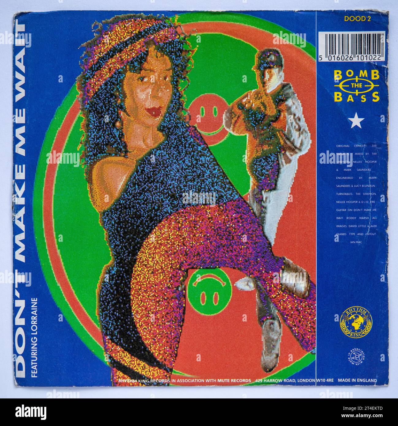 Copertina fotografica della versione single da sette pollici di Don't Make me Wait by Bomb the Bass, pubblicata nel 1988 Foto Stock