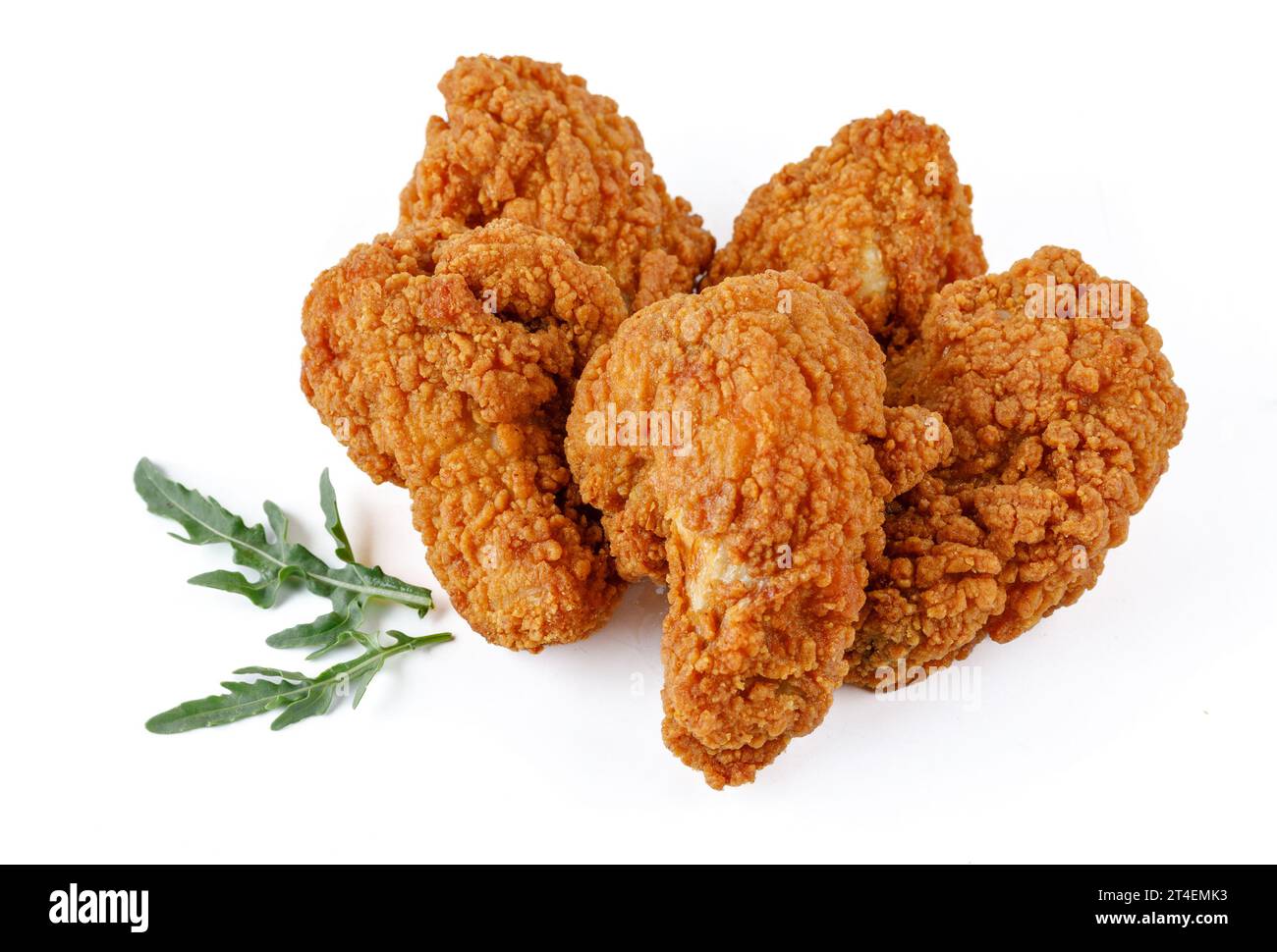 cosce di pollo al forno su sfondo bianco per il luogo di consegna del cibo Foto Stock