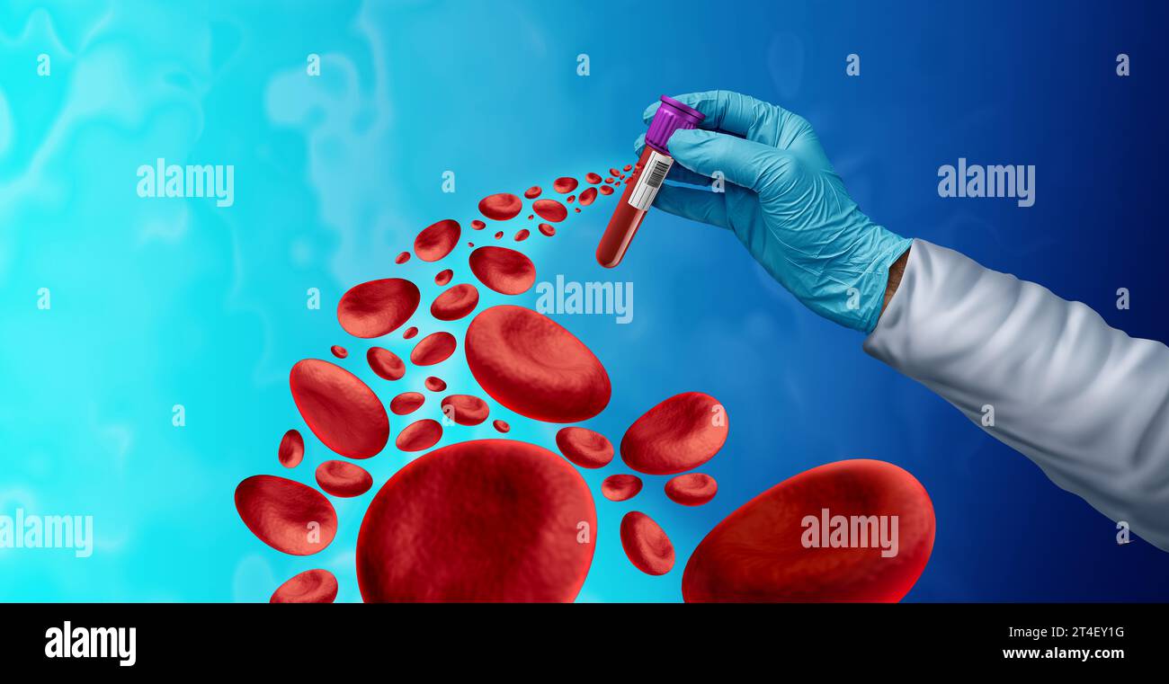 Analisi del sangue e screening per la diagnosi precoce di malattie genetiche o tumori multipli e cellule maligne come test cancerogeni e genetici Foto Stock