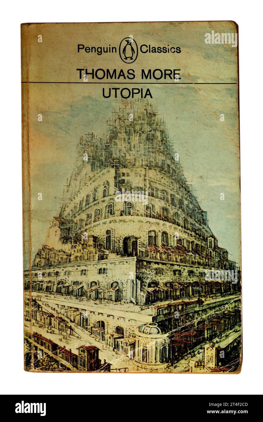 Utopia di Thomas More. Copertina del libro su sfondo bianco. Foto Stock