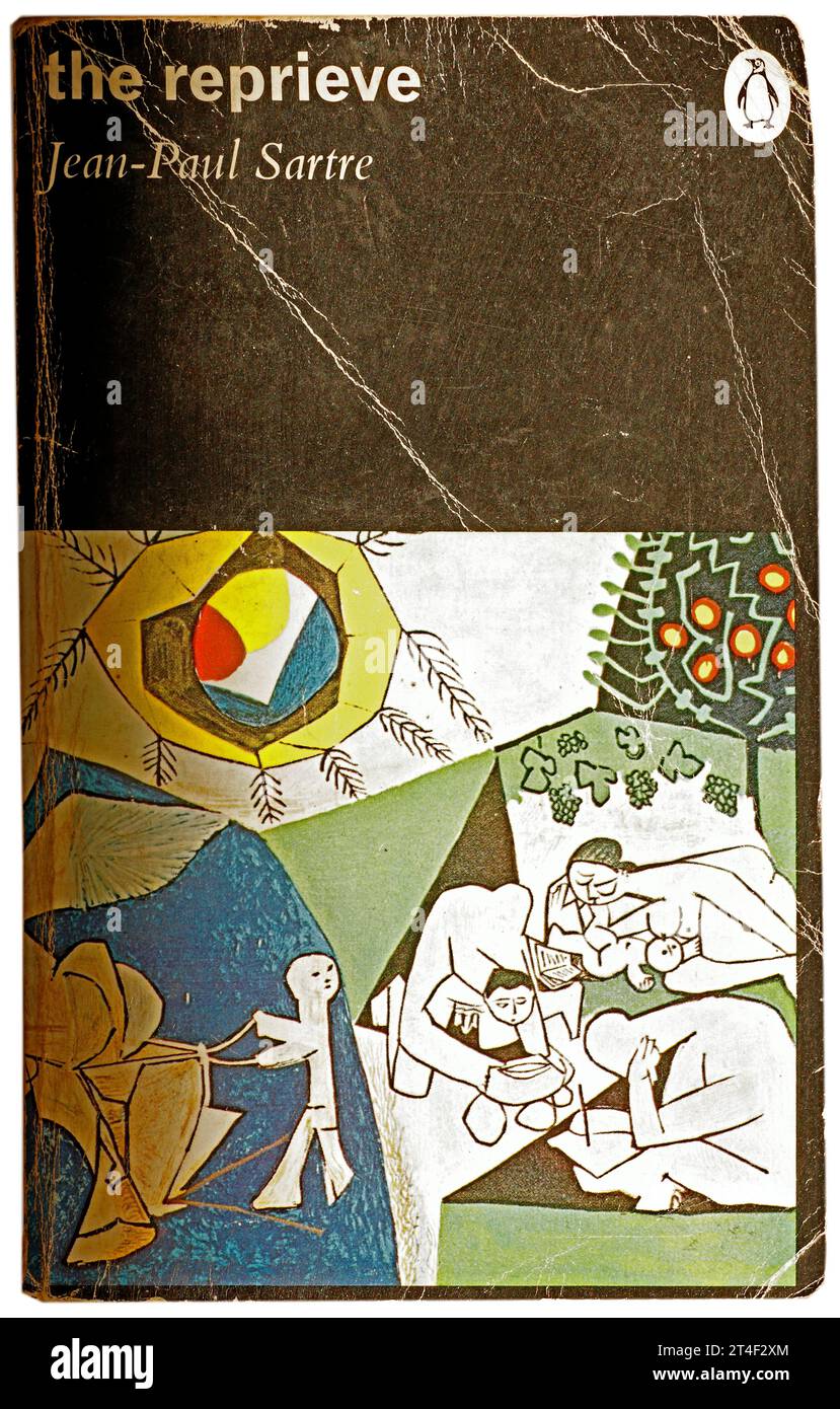 Jean Paul Sartre, la sospensione. Copertina del libro su sfondo bianco. Foto Stock