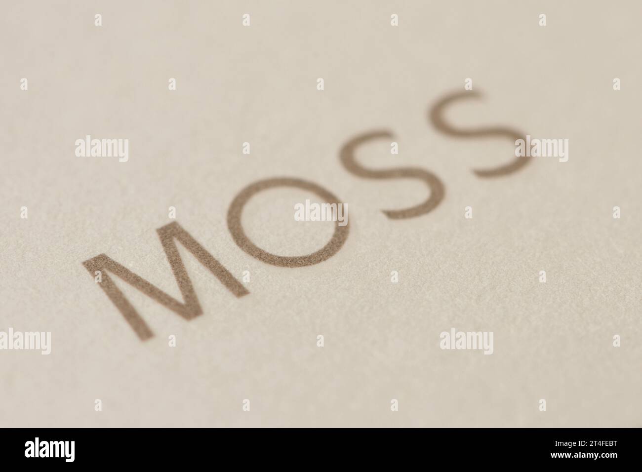 Un primo piano del logo Moss visto su un tag. Foto Stock