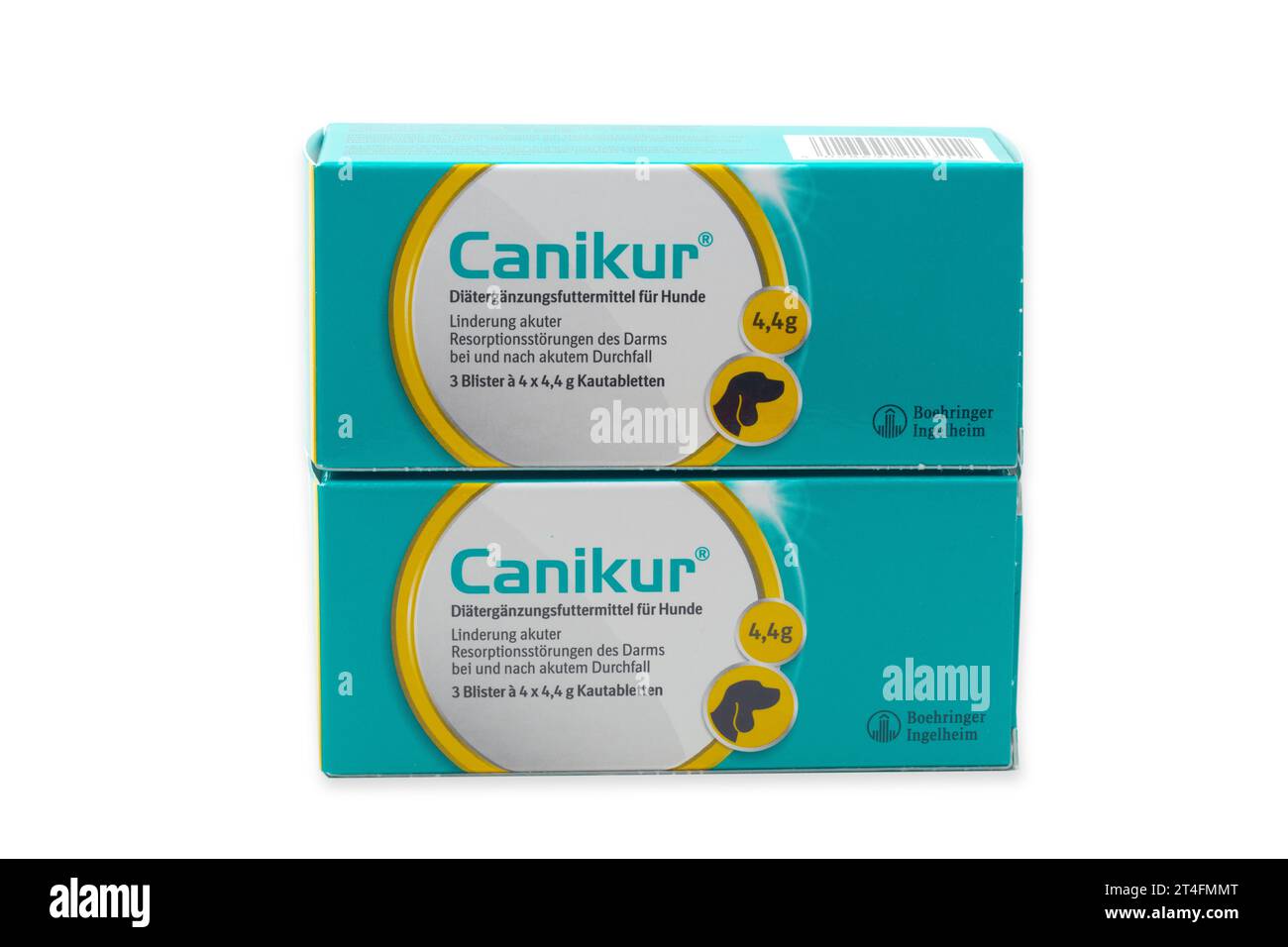 HUETTENBERG, GERMANIA - 24 SETTEMBRE 2023: Box CANIKUR è un alimento dietetico appositamente sviluppato per il cane per regolare la funzione intestinale della diarrea Foto Stock