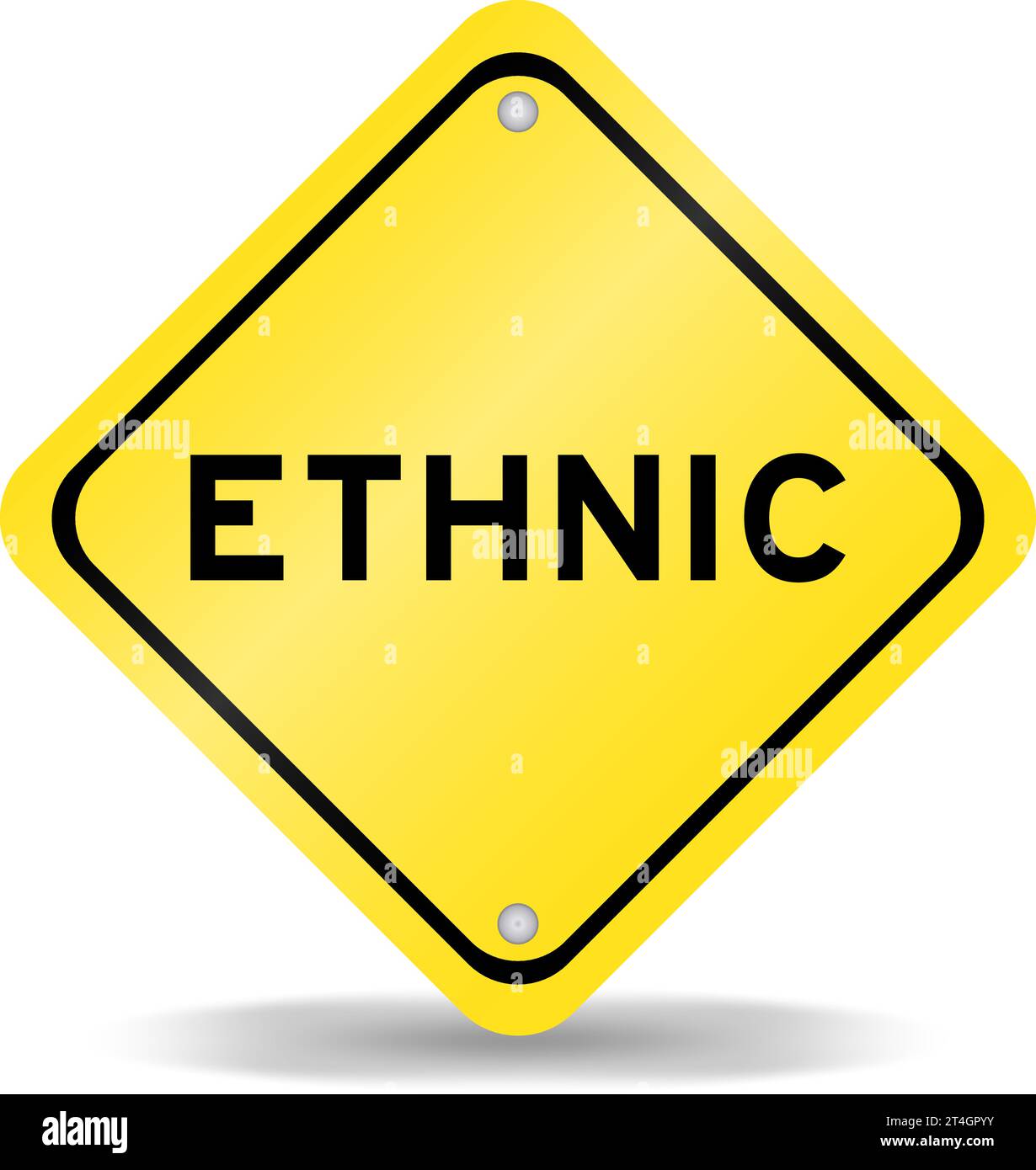 Cartello di trasporto di colore giallo con la parola etnica su sfondo bianco Illustrazione Vettoriale