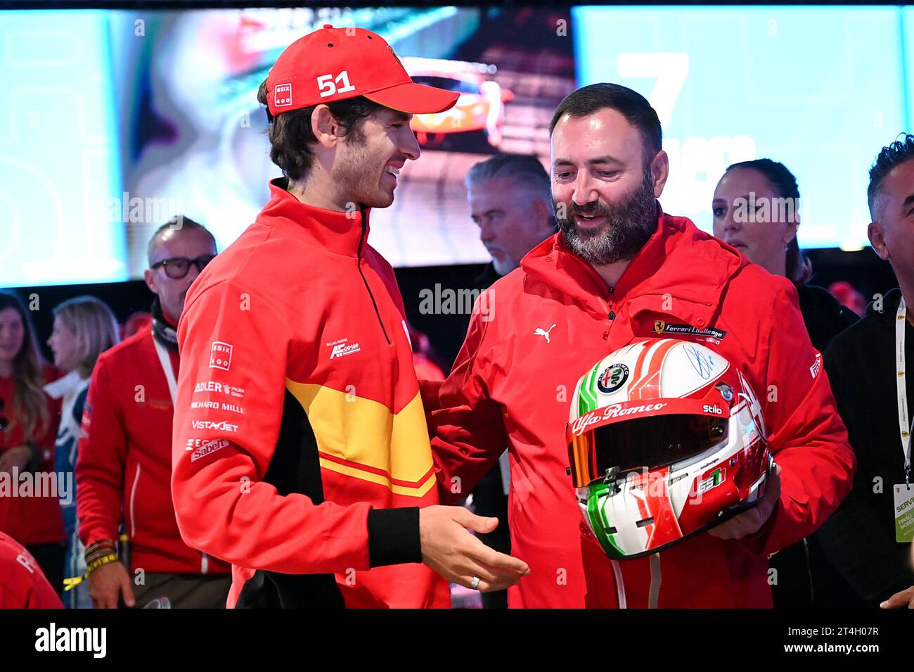 Mugello, Italia. 28 ottobre 2023. Finali mondiali 2023 circuito del mugello clienti di f1 durante le finali del mondo Ferrari 2023, gara della Ferrari Challenge Cup nel Mugello, Italia, ottobre 28 2023 crediti: Agenzia fotografica indipendente/Alamy Live News Foto Stock